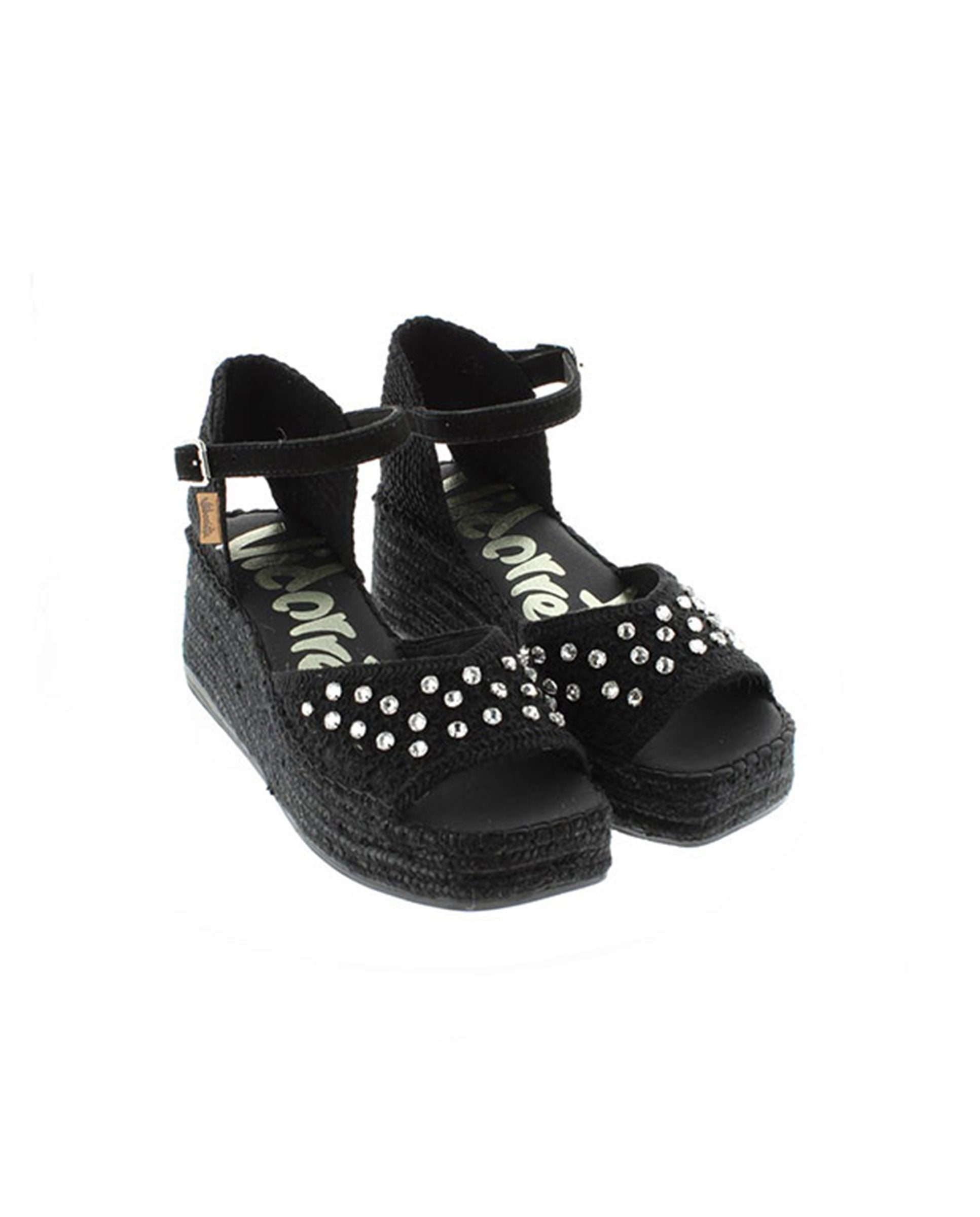 SANDALIA EN CROCHET CRISTAL NEGRO VINCI