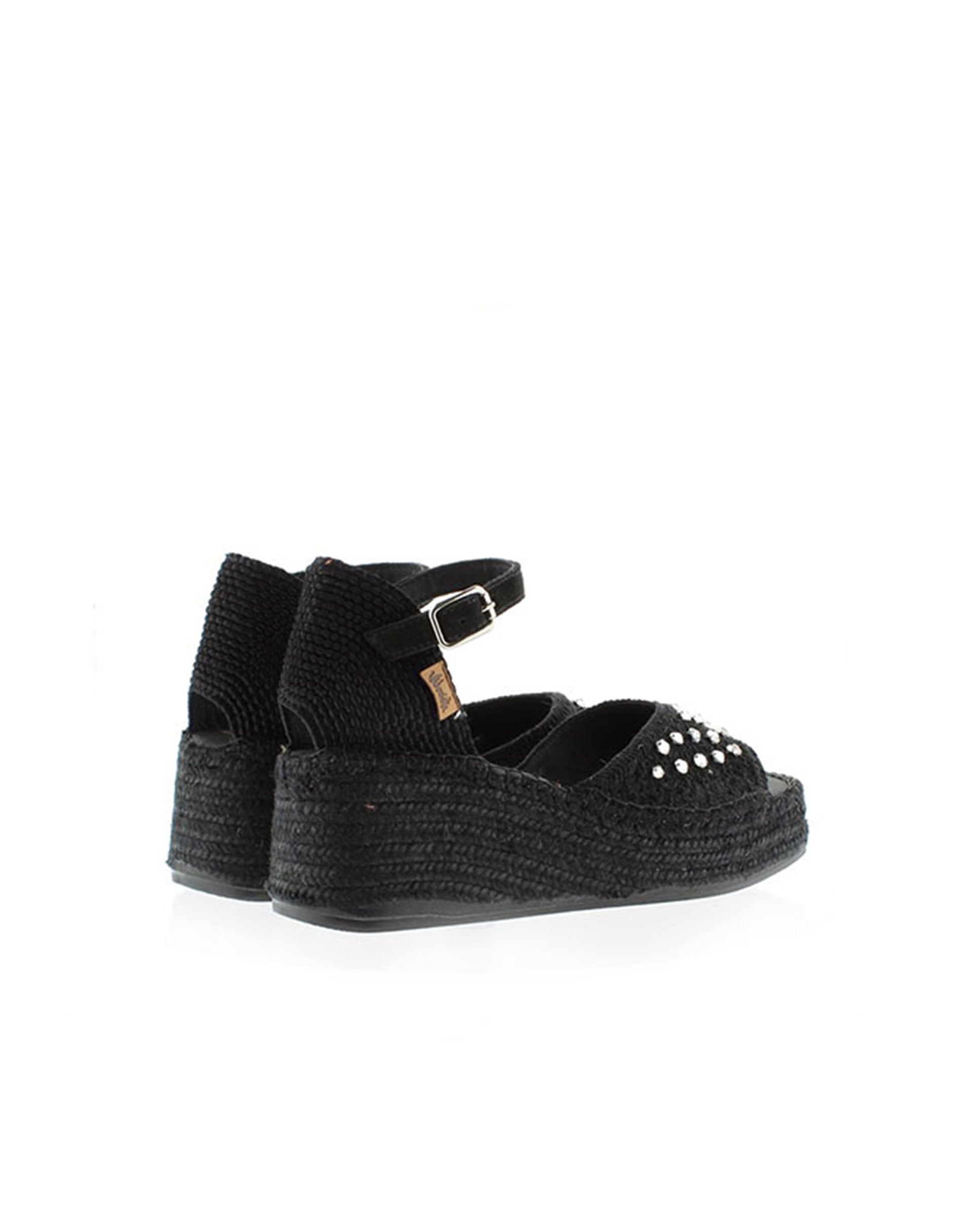 SANDALIA EN CROCHET CRISTAL NEGRO VINCI