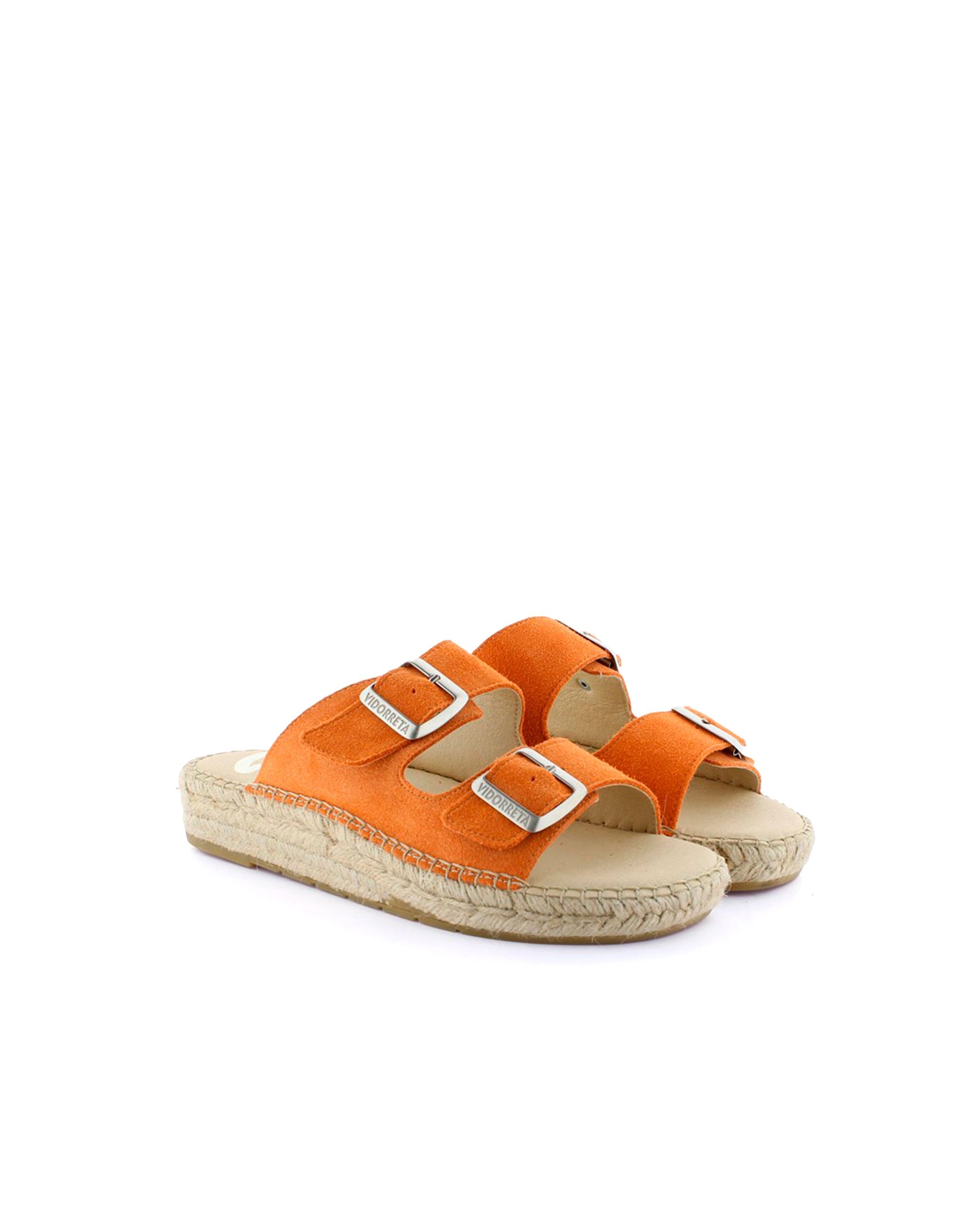 Sandalia bio en serraje naranja Bahía