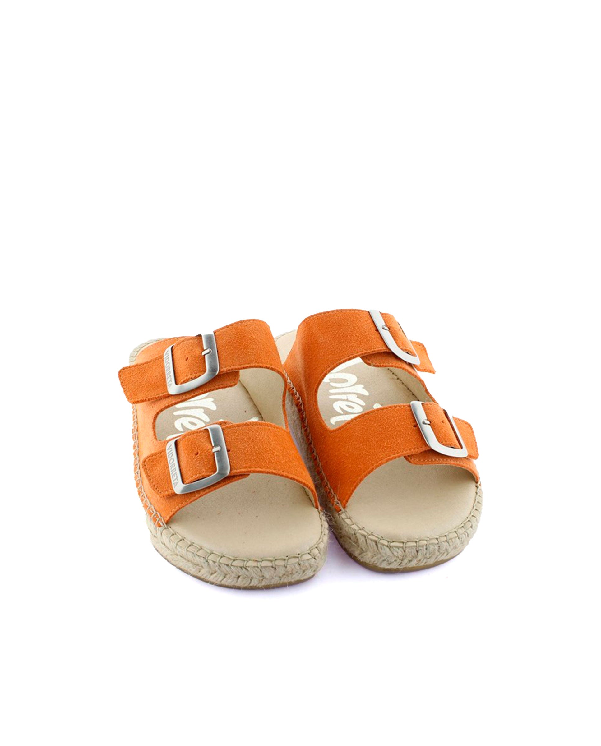 Sandalia bio en serraje naranja Bahía