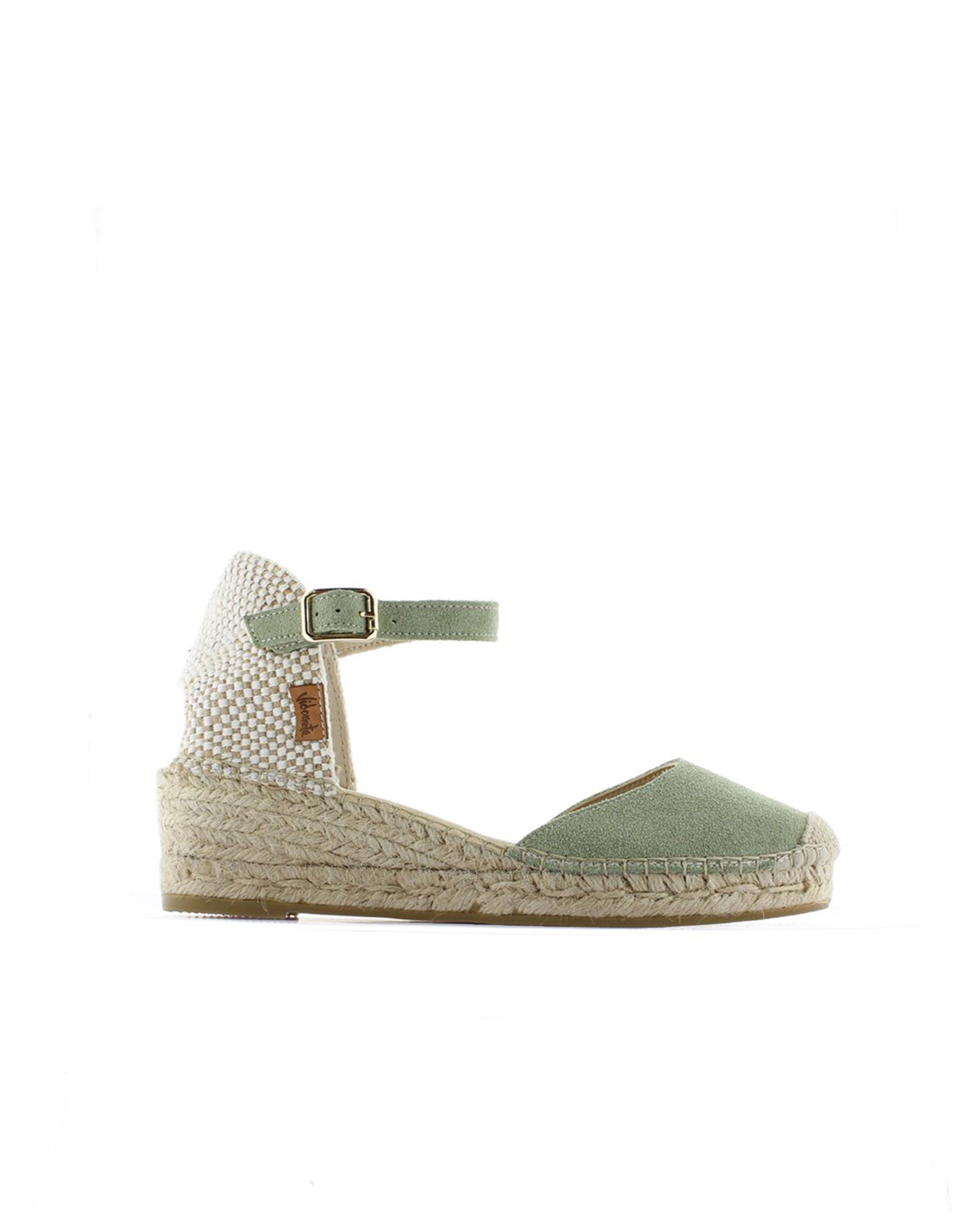 Sandalia traba en serraje agua claro Tomillo