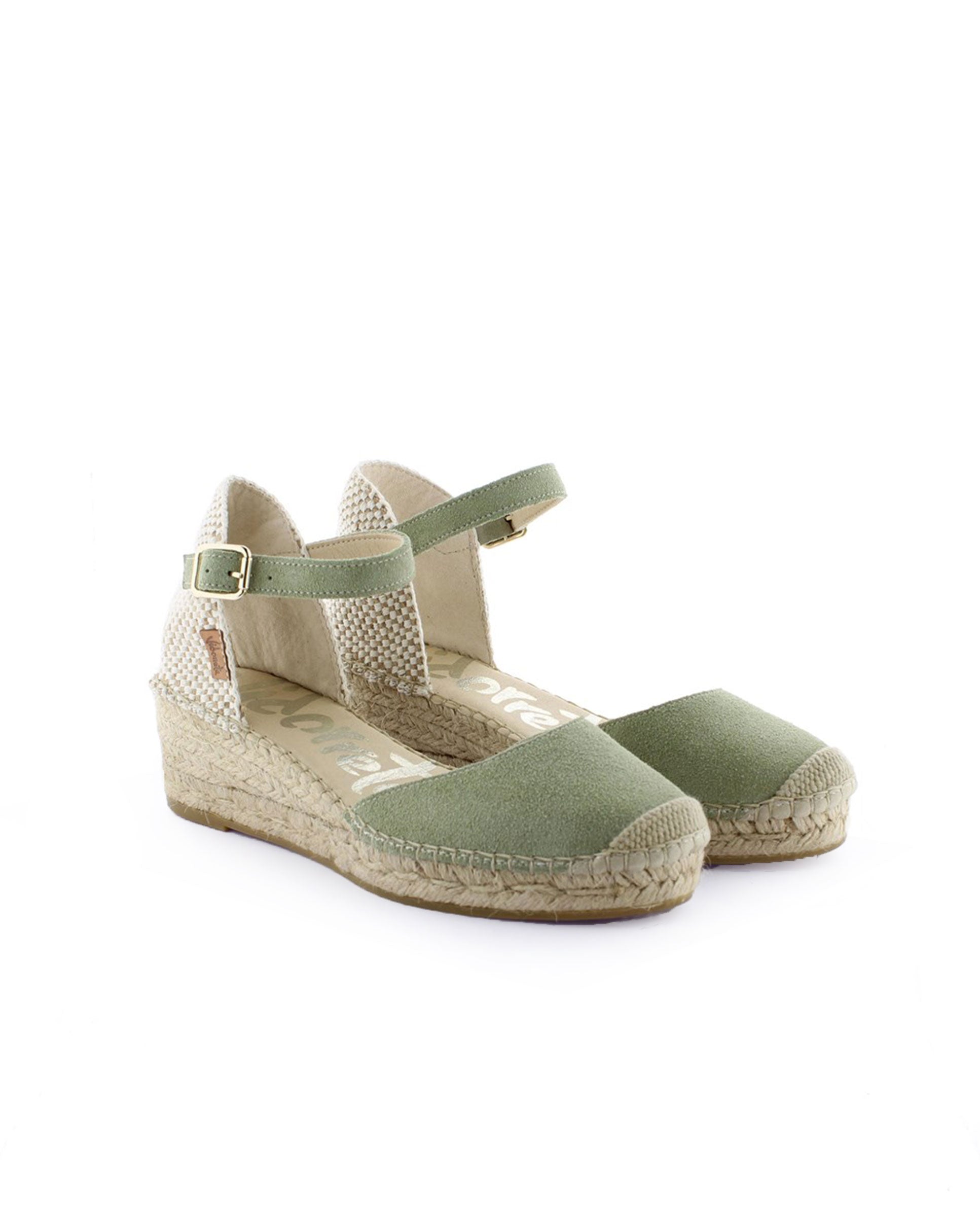 Sandalia traba en serraje agua claro Tomillo