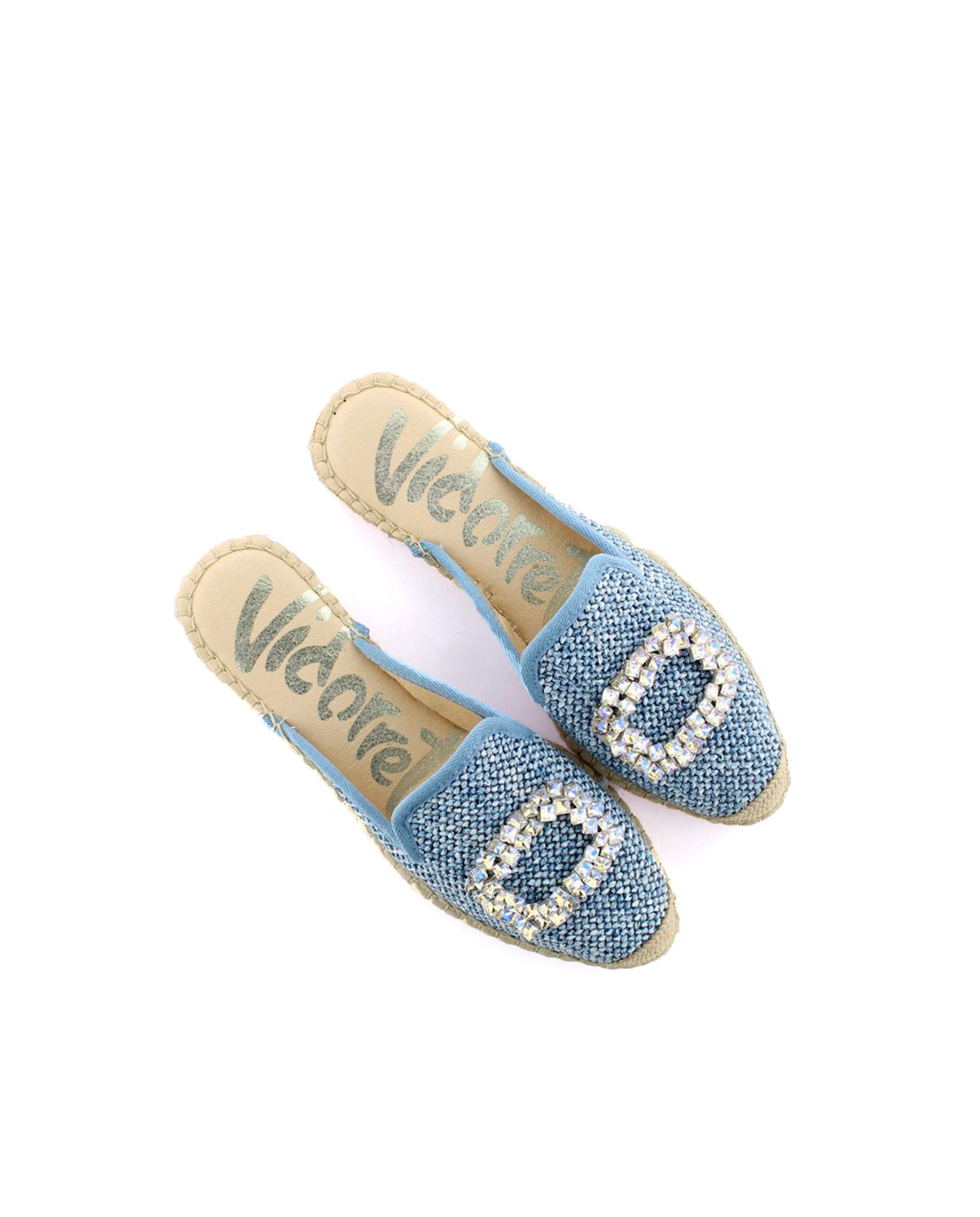 Babucha en rafia trenza azul Ibiza