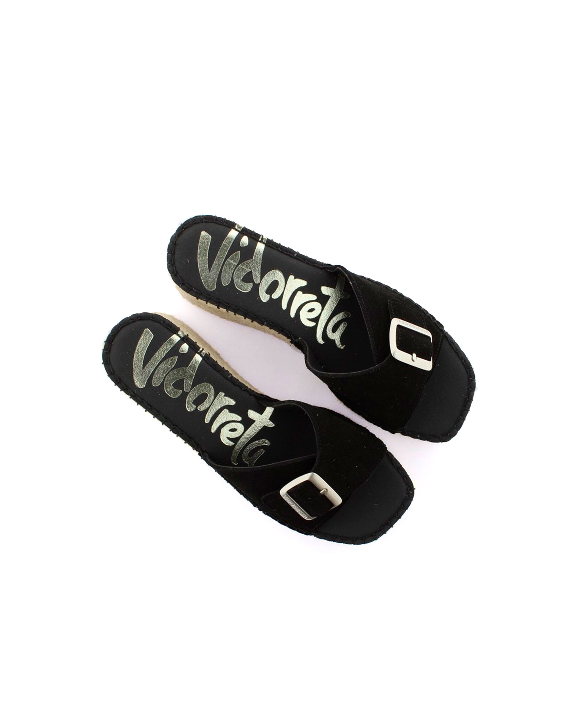 Zueco hebilla en serraje negro Vinci