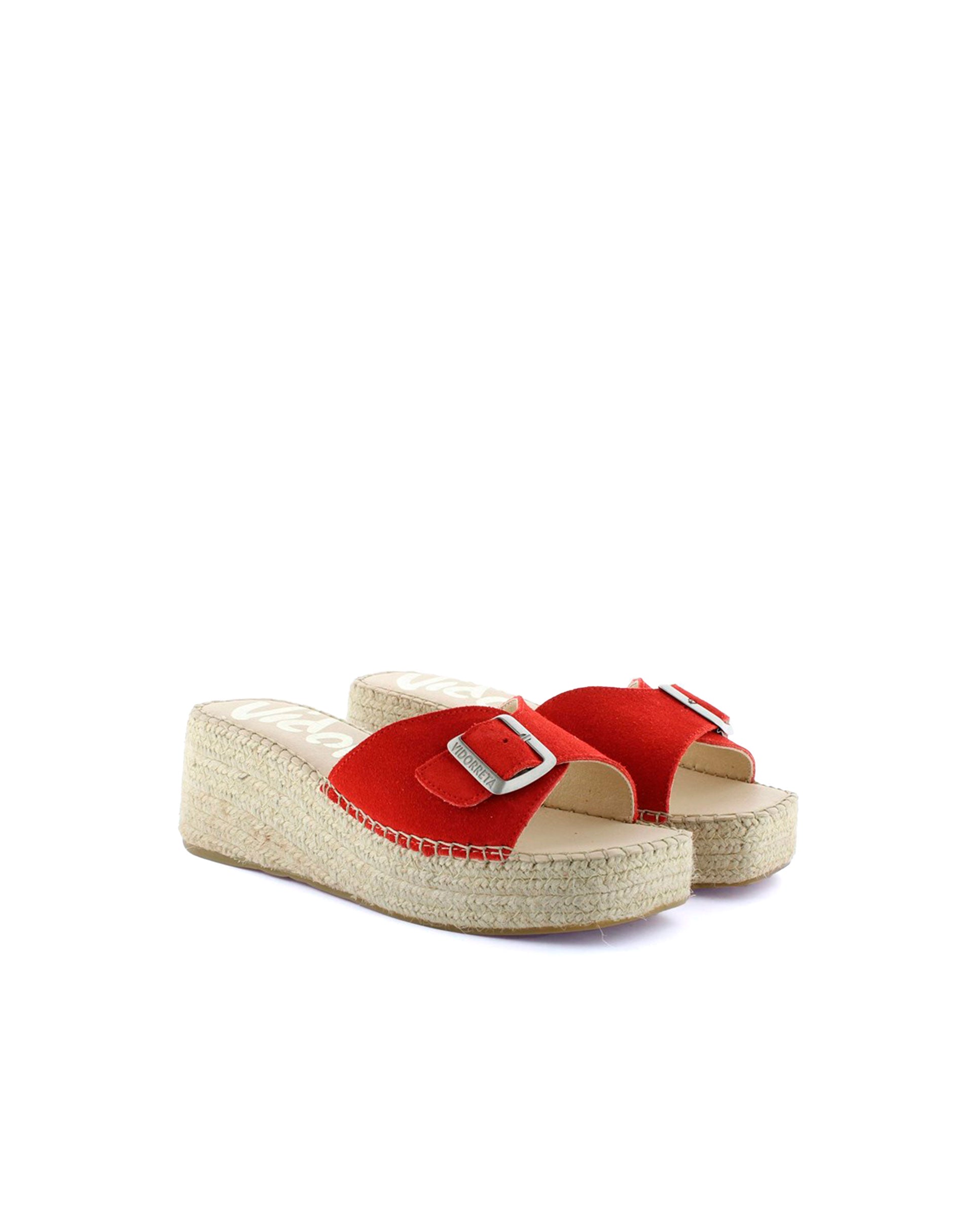 Zueco hebilla en serraje rojo Vinci