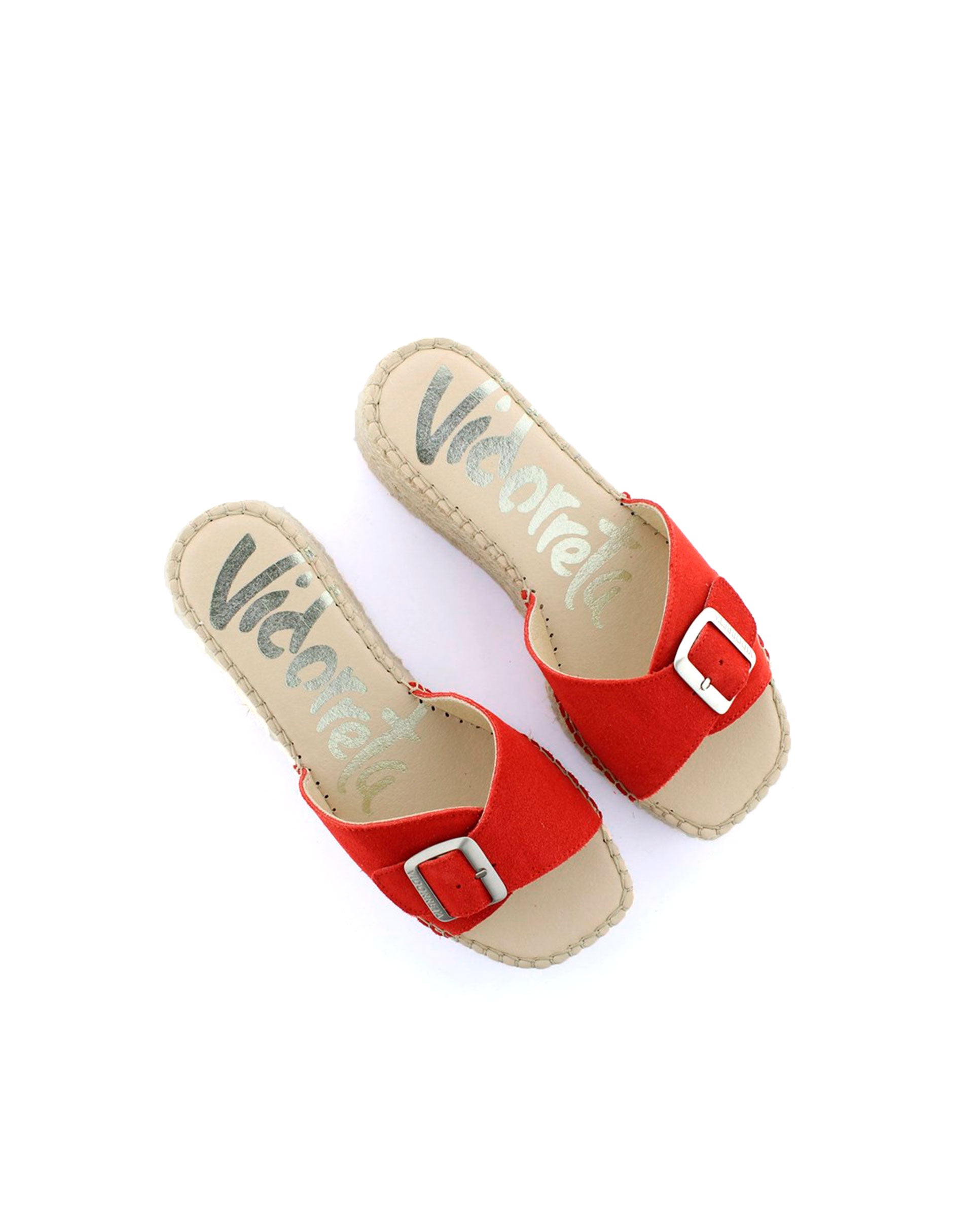 Zueco hebilla en serraje rojo Vinci