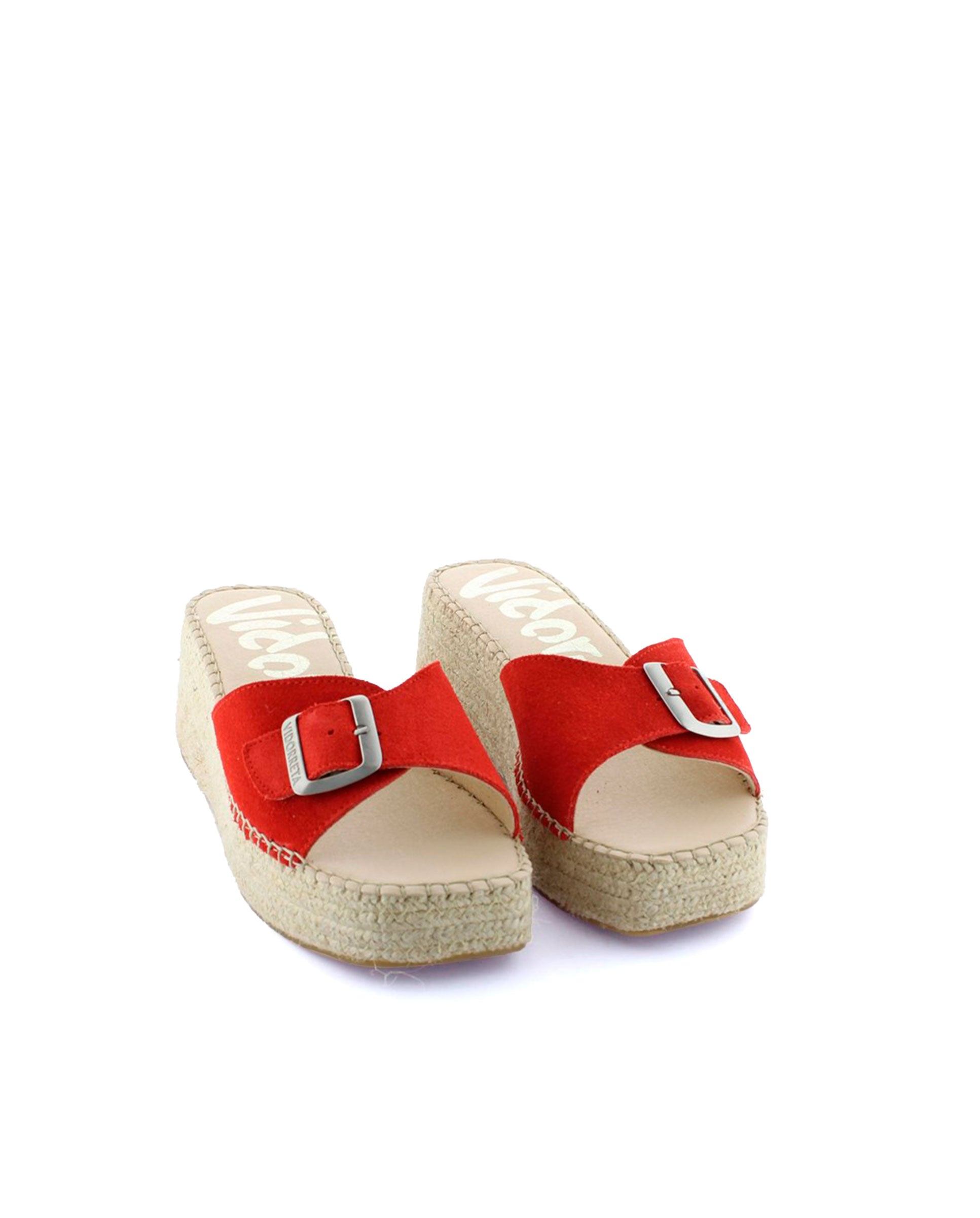 Zueco hebilla en serraje rojo Vinci