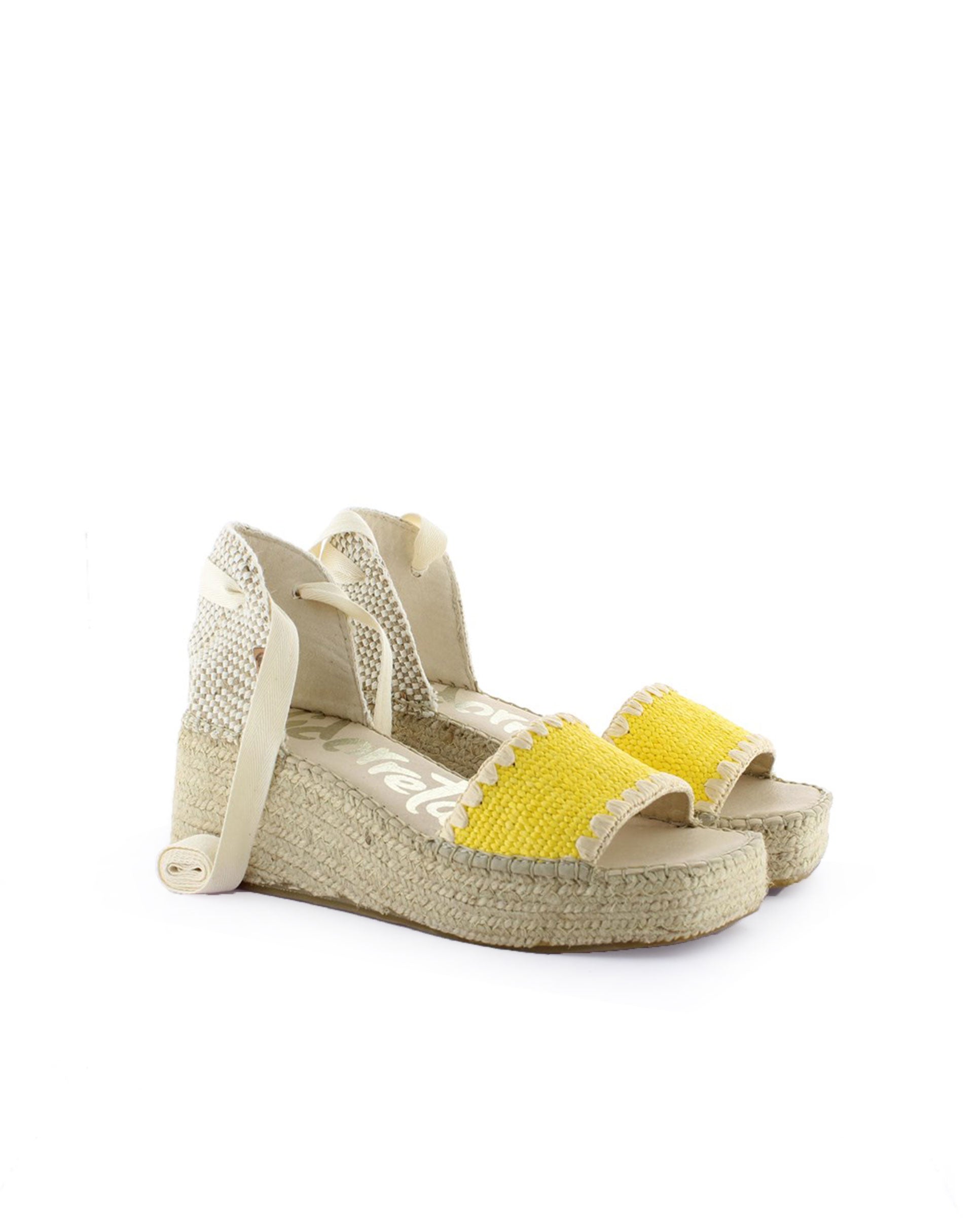 Sandalia en rafia elástica amarillo Vinci