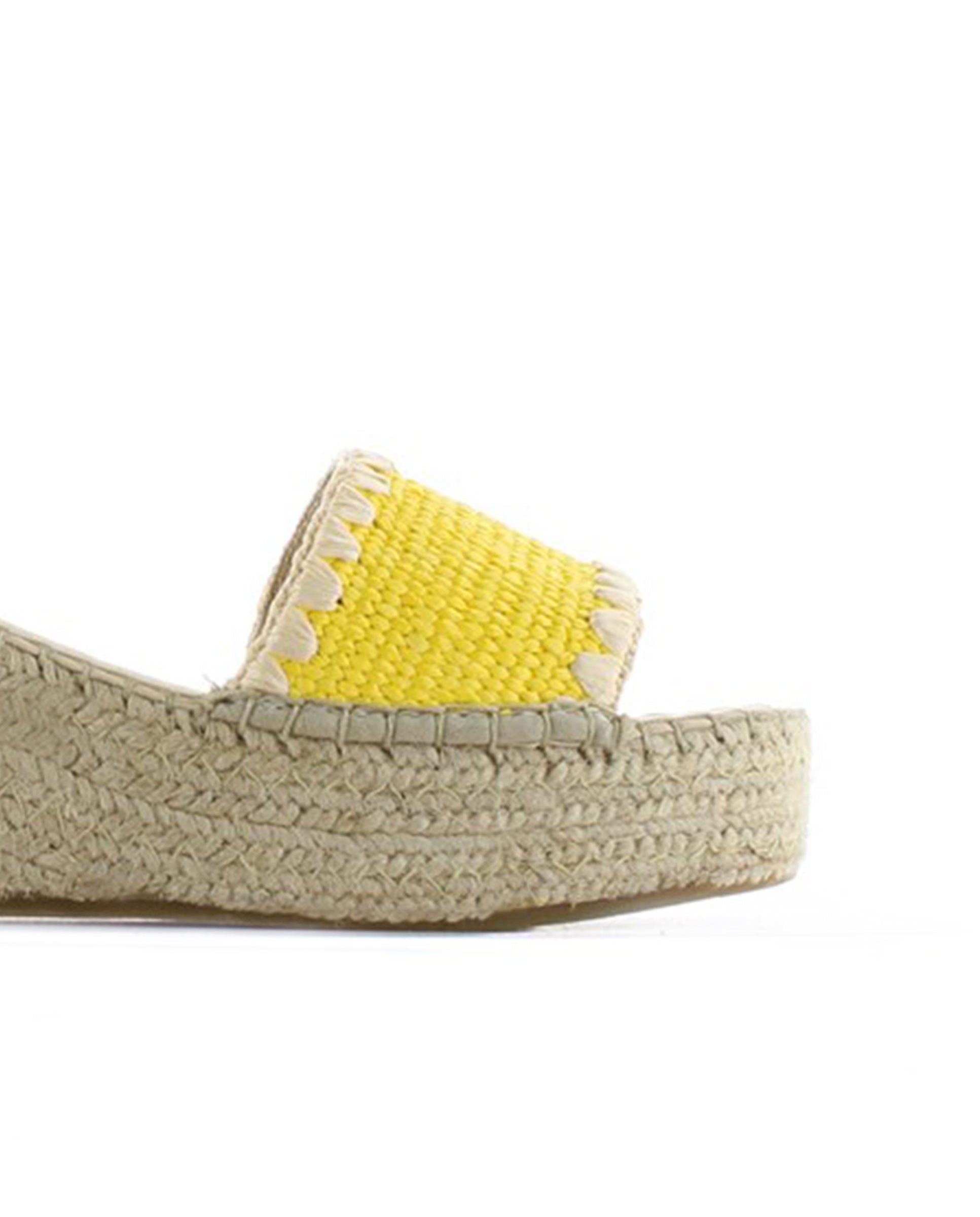 Sandalia en rafia elástica amarillo Vinci