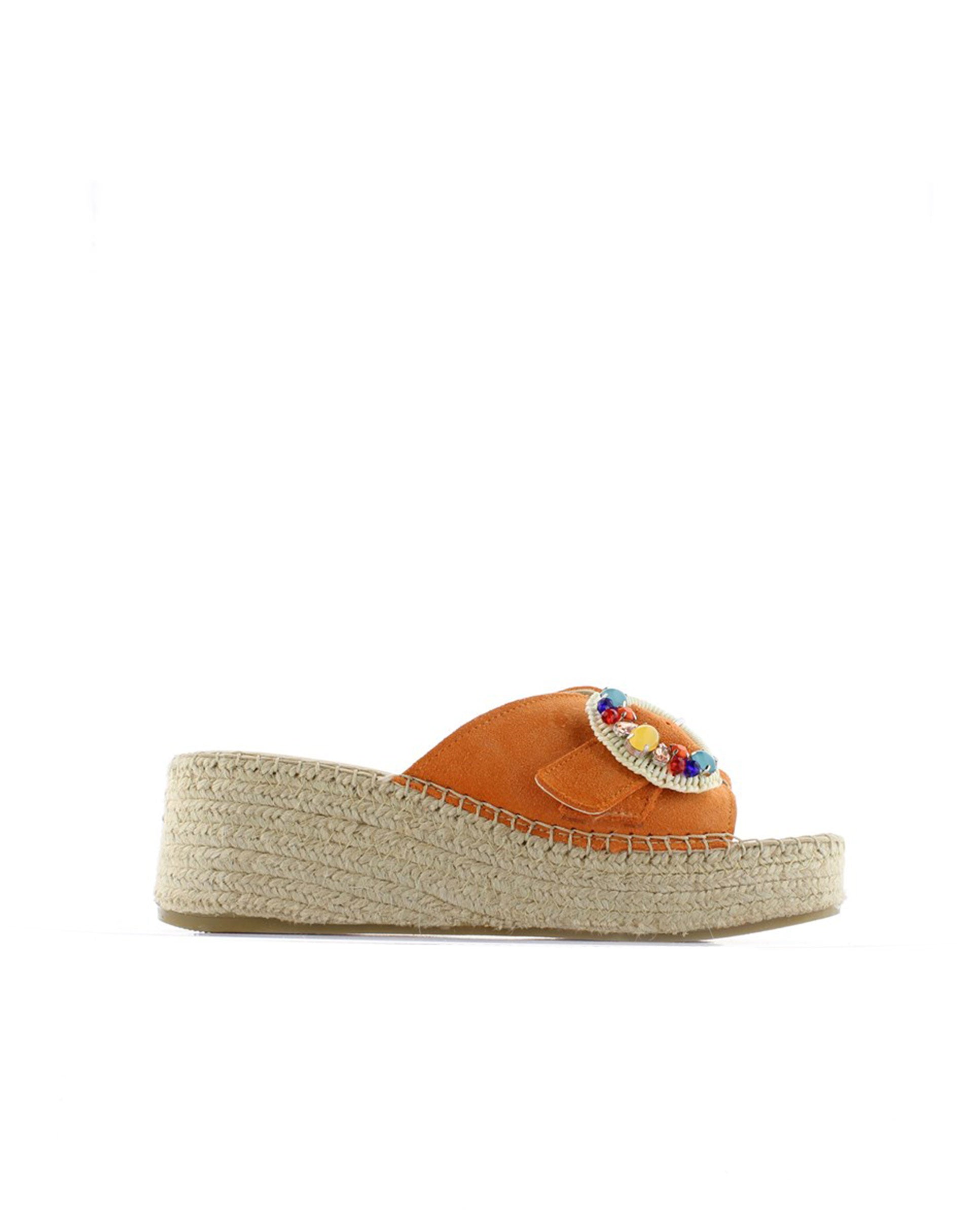 Zueco broche en serraje naranja Vinci
