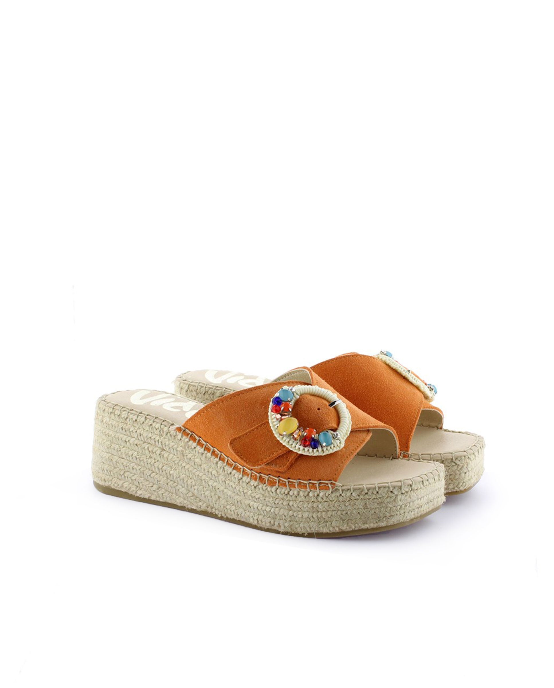 Zueco broche en serraje naranja Vinci