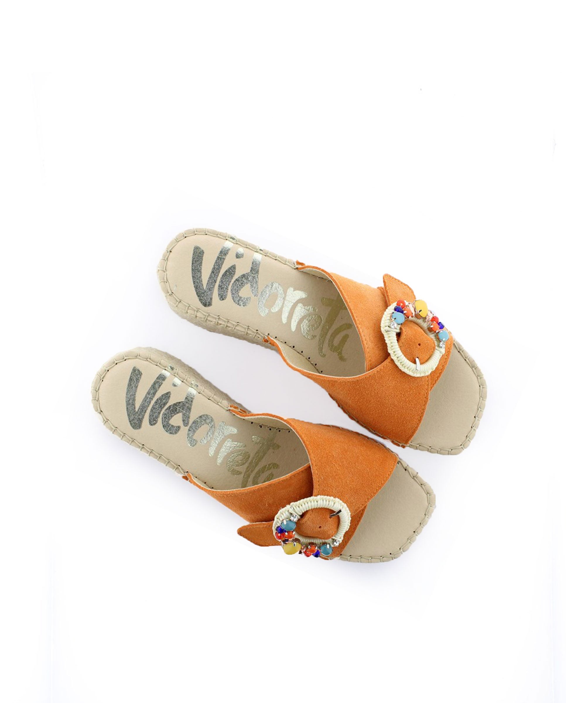 Zueco broche en serraje naranja Vinci