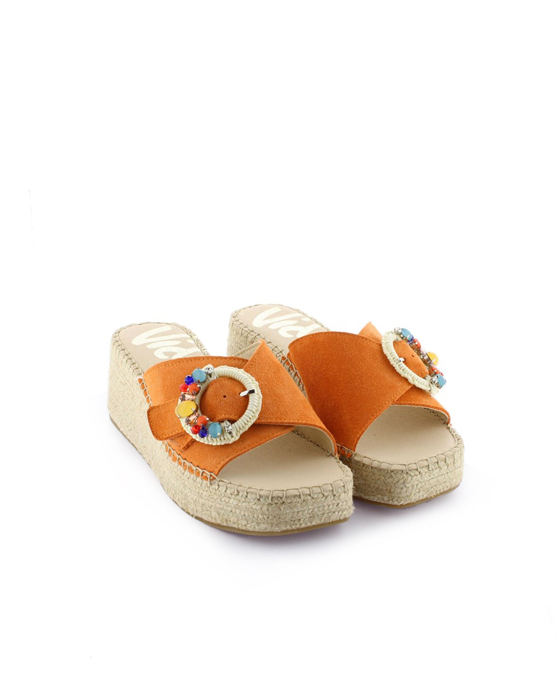 Zueco broche en serraje naranja Vinci