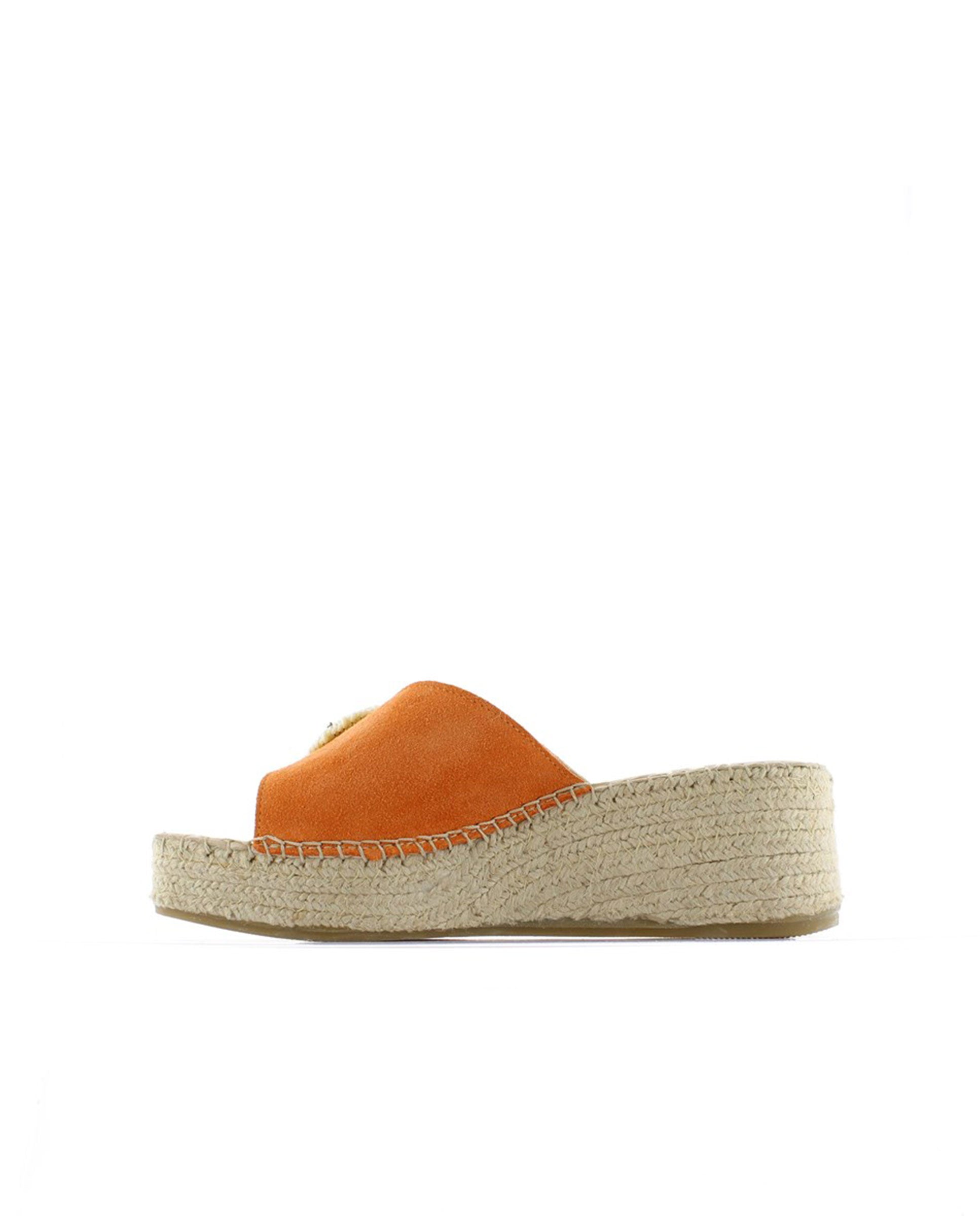 Zueco broche en serraje naranja Vinci