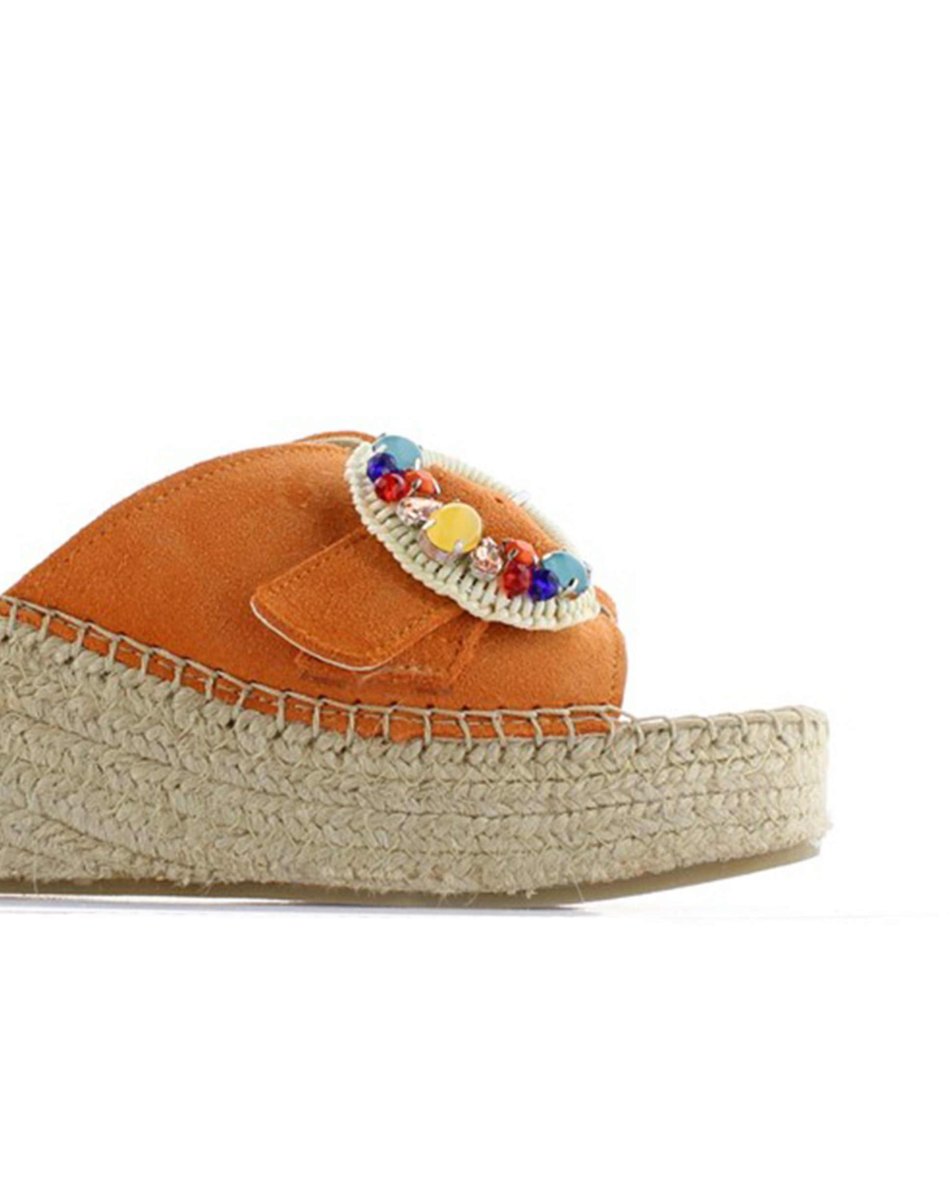 Zueco broche en serraje naranja Vinci