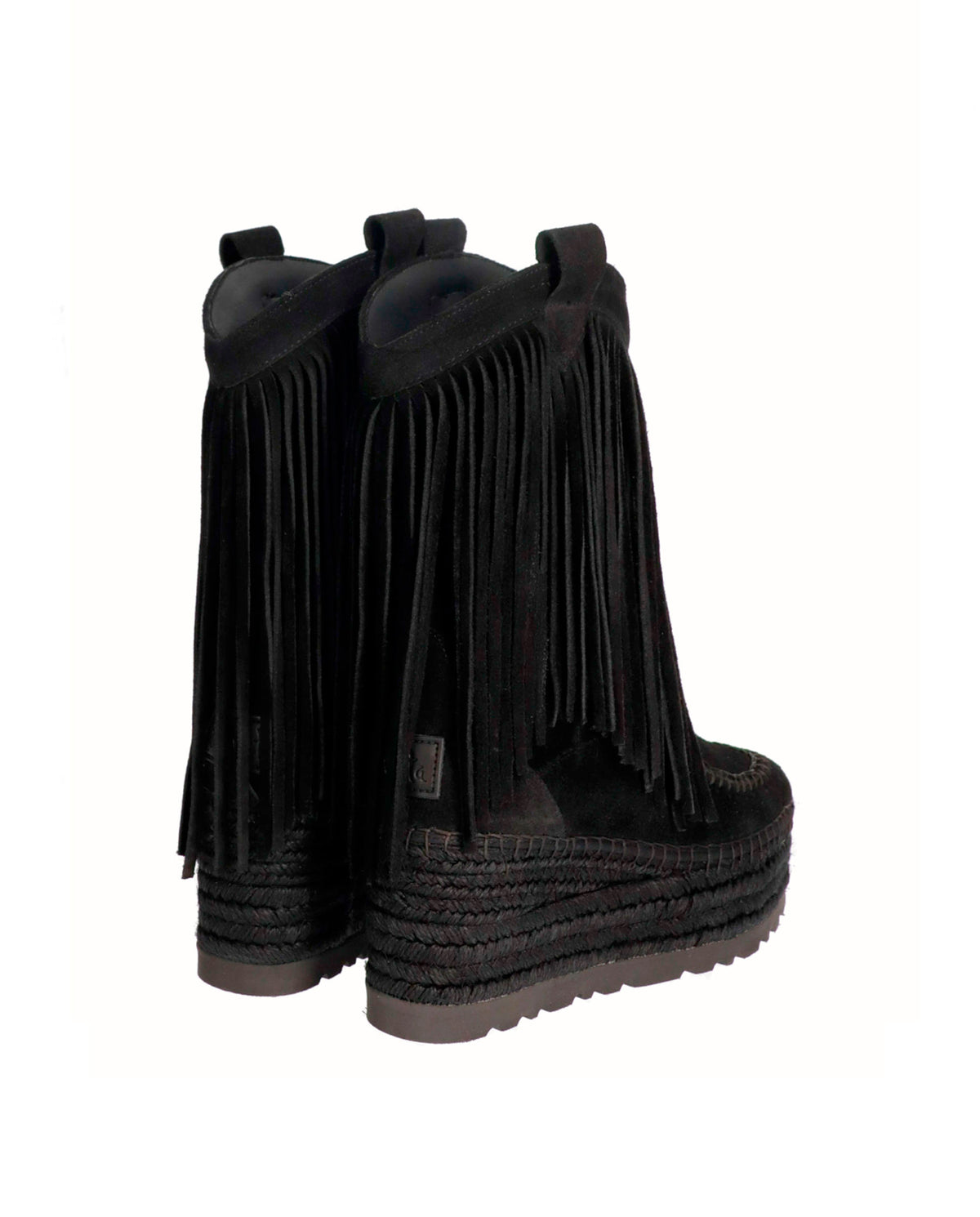 BOTA FLECOS EN SERRAJE NEGRO CRETA