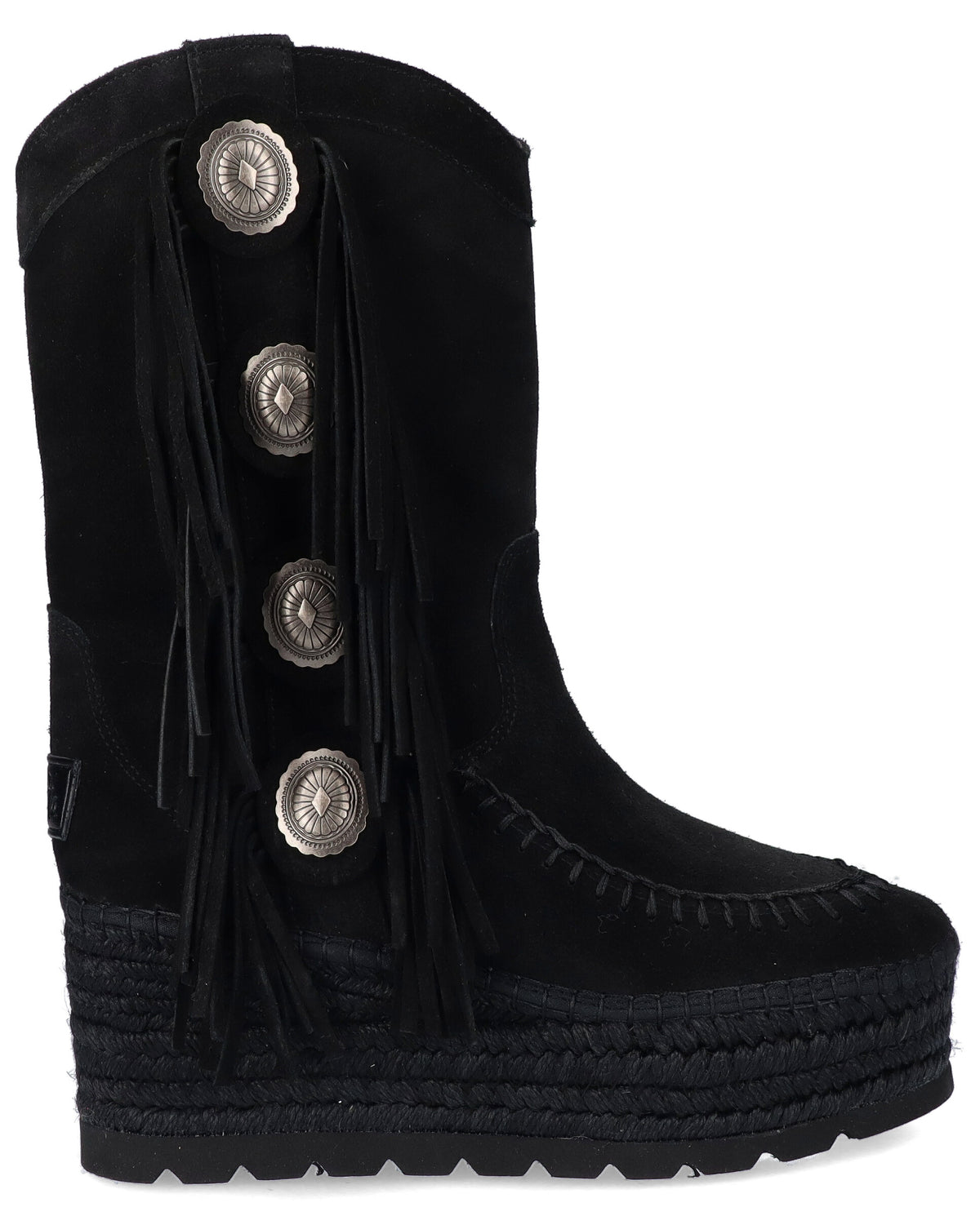 BOTA BOHO EN SERRAJE NEGRO CRETA