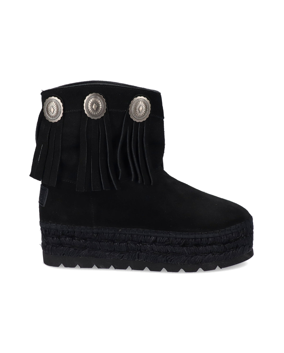 BOTA BAJA BOHO EN SERRAJE NEGRO MERCE DOBLE