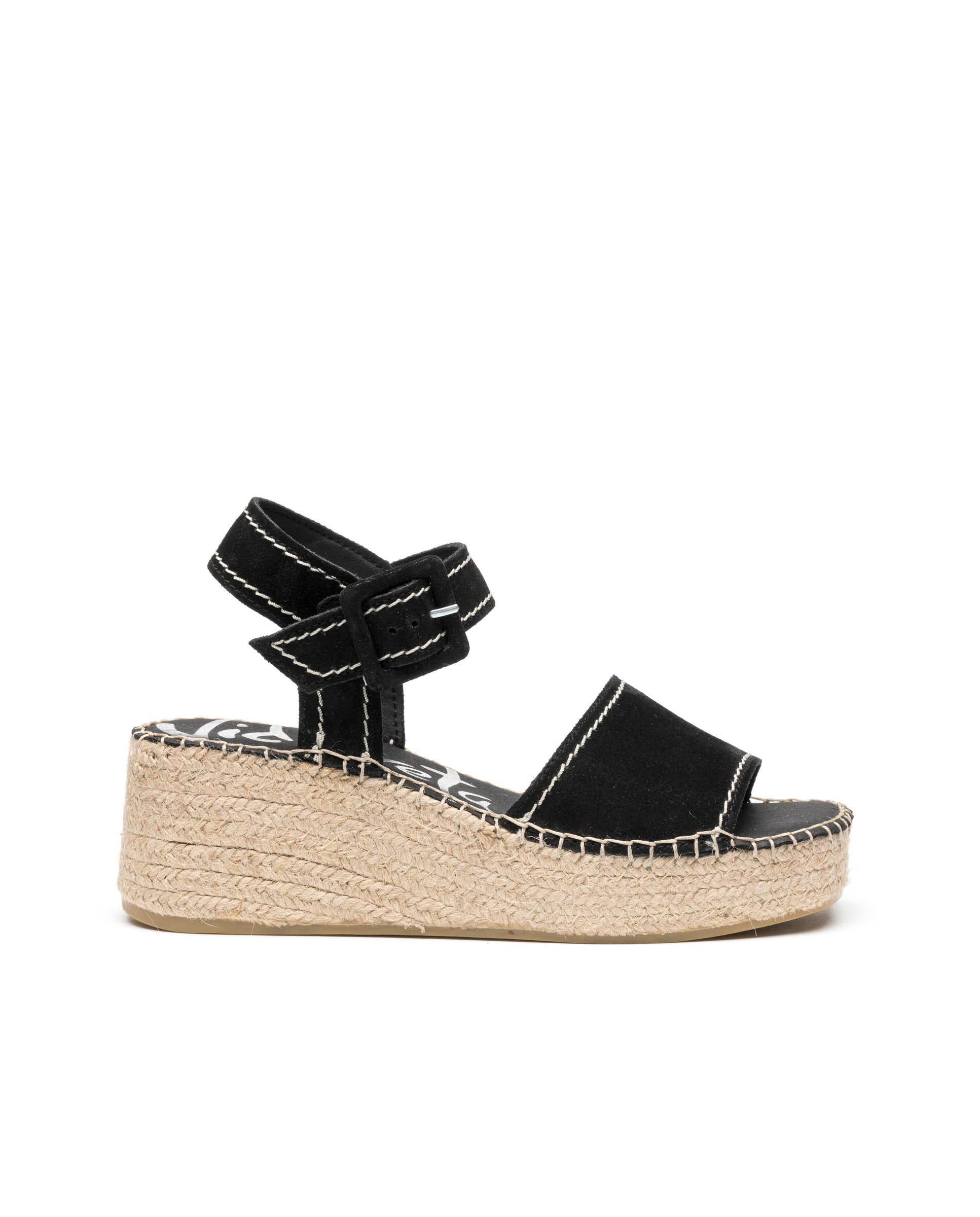 Sandalia hebilla serraje negro Vinci