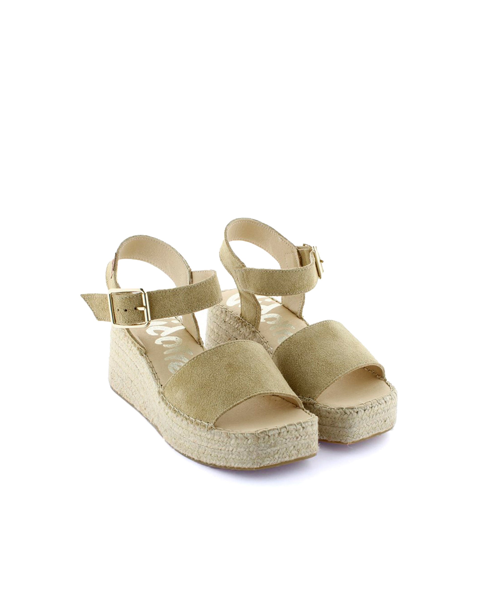Sandalia hebilla en serraje tierra Vinci