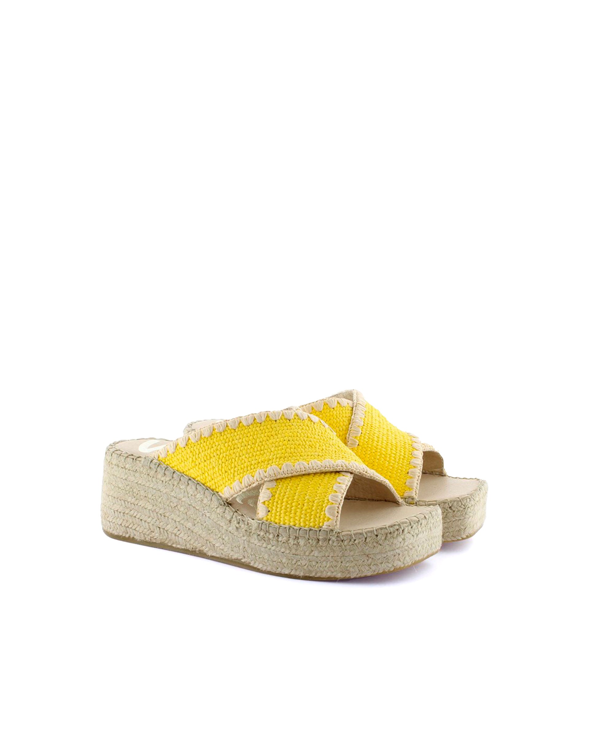 Zueco en rafia elástica amarillo Vinci