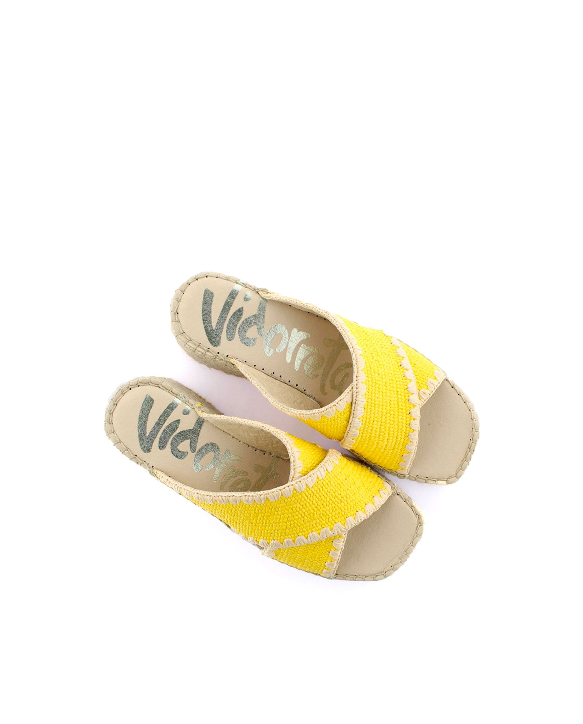 Zueco en rafia elástica amarillo Vinci