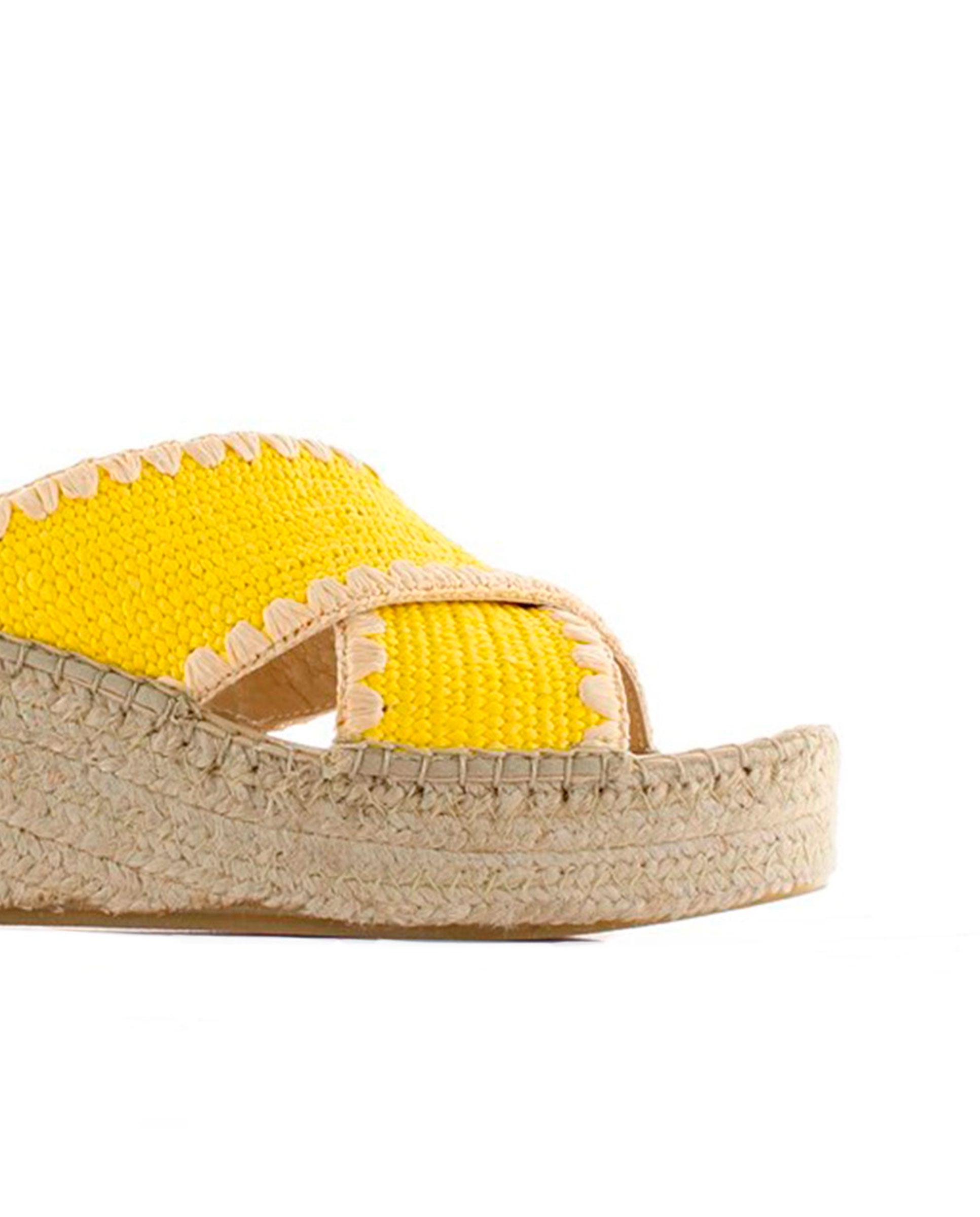 Zueco en rafia elástica amarillo Vinci
