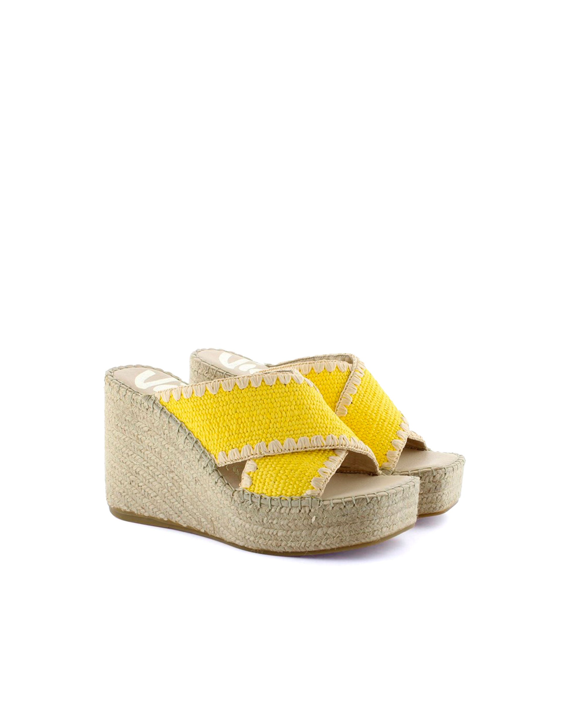 Zueco en rafia elástica amarillo Monet