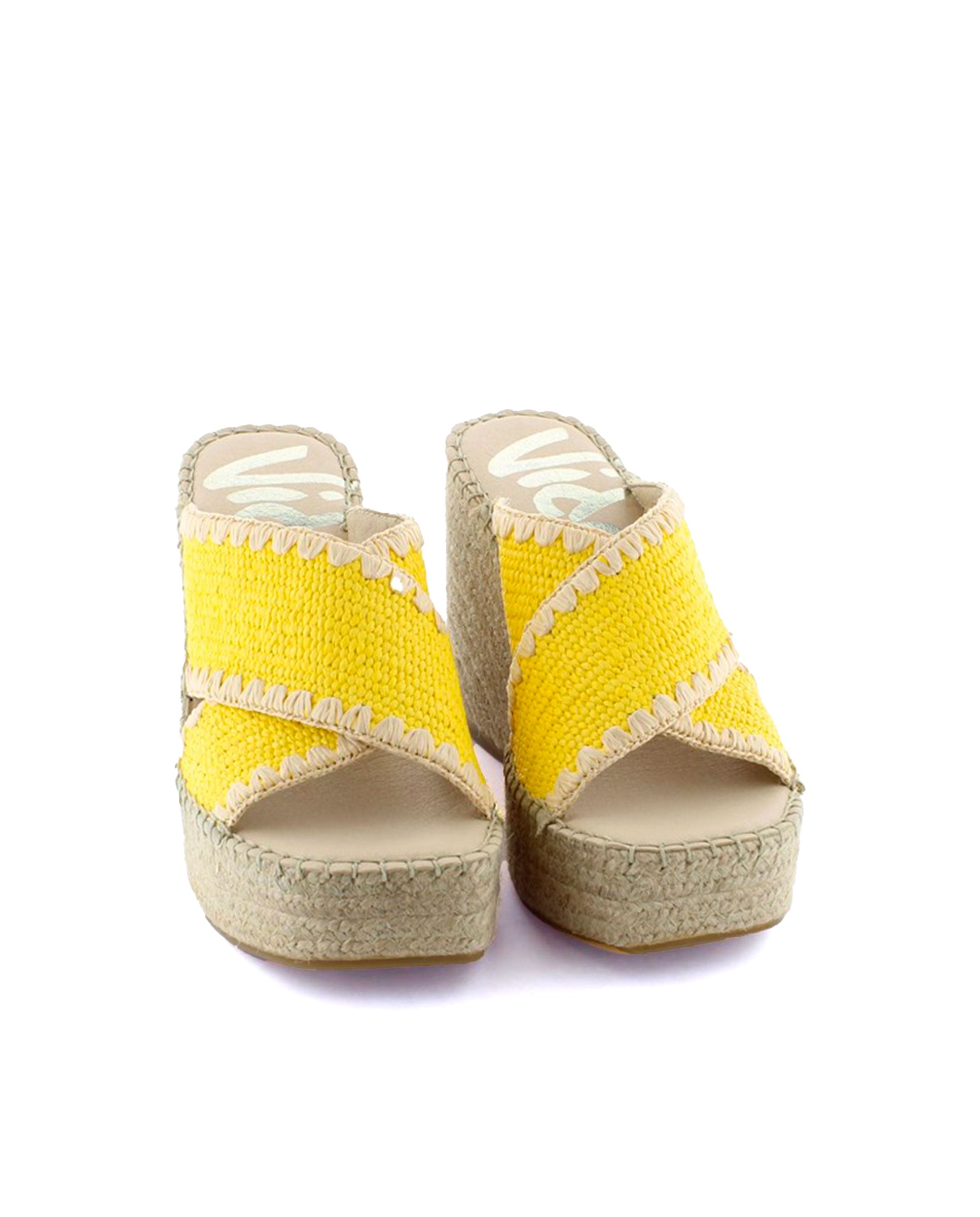 Zueco en rafia elástica amarillo Monet