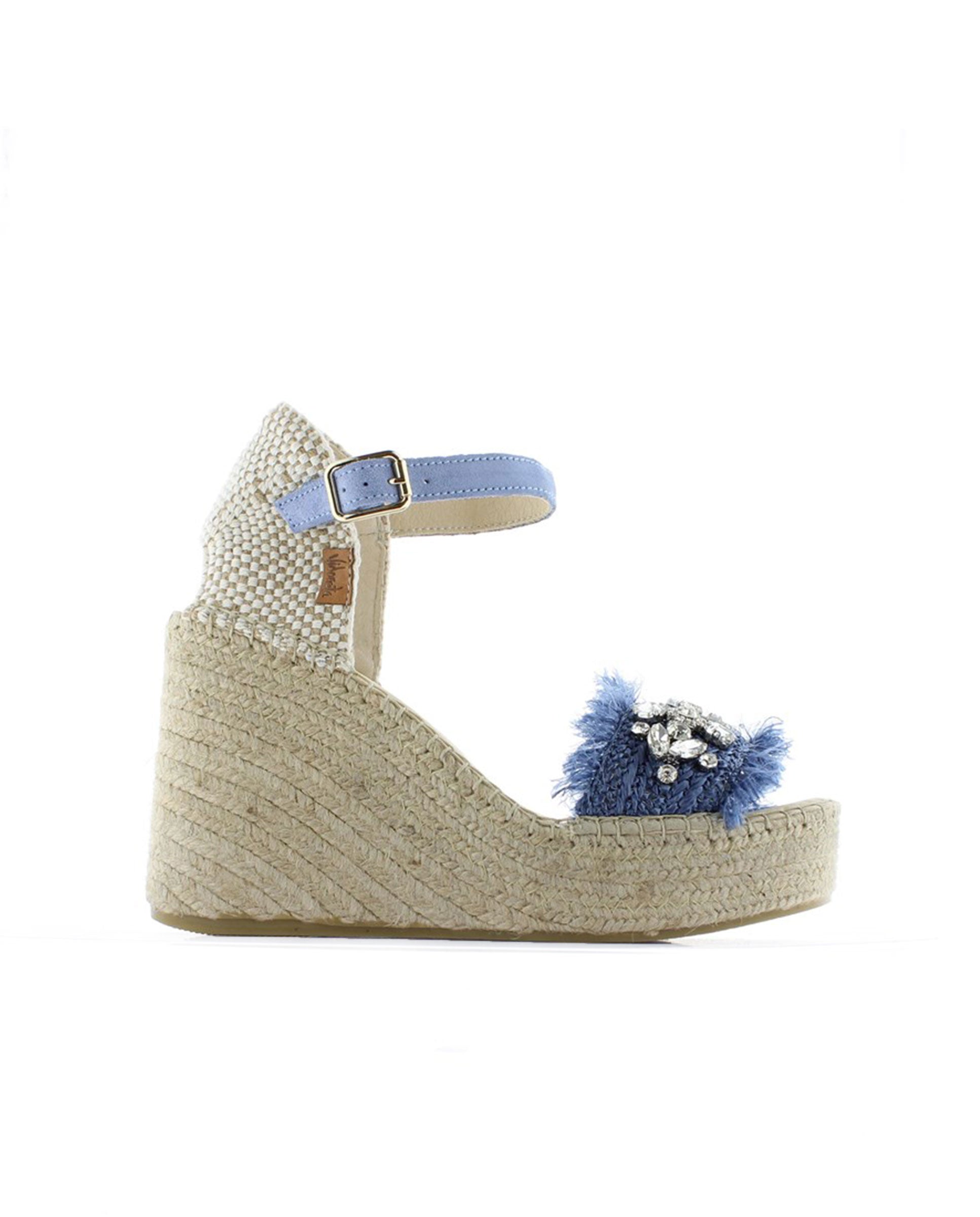 Sandalia en rafia cristal jeans Monet