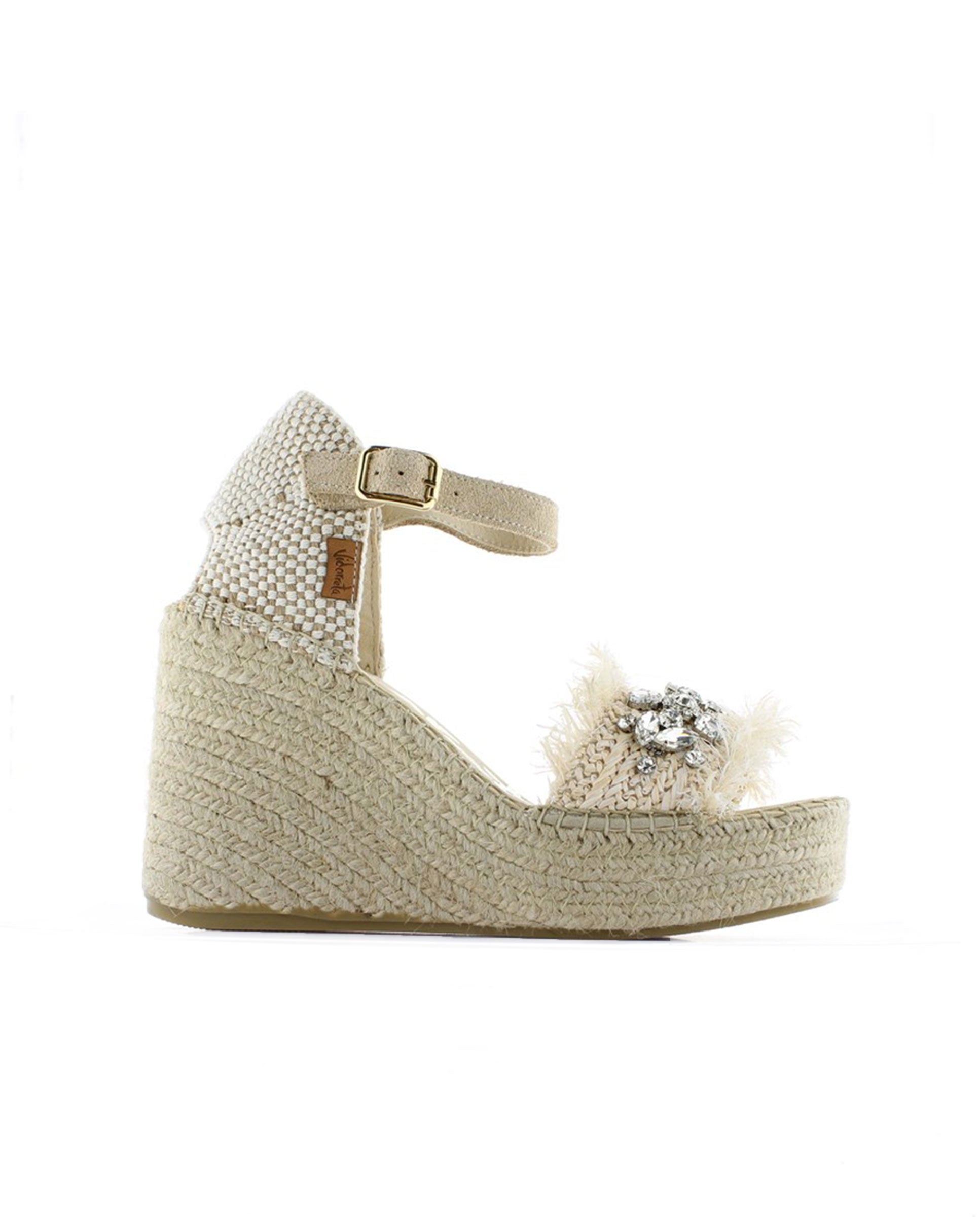 Sandalia en rafia cristal crudo Monet