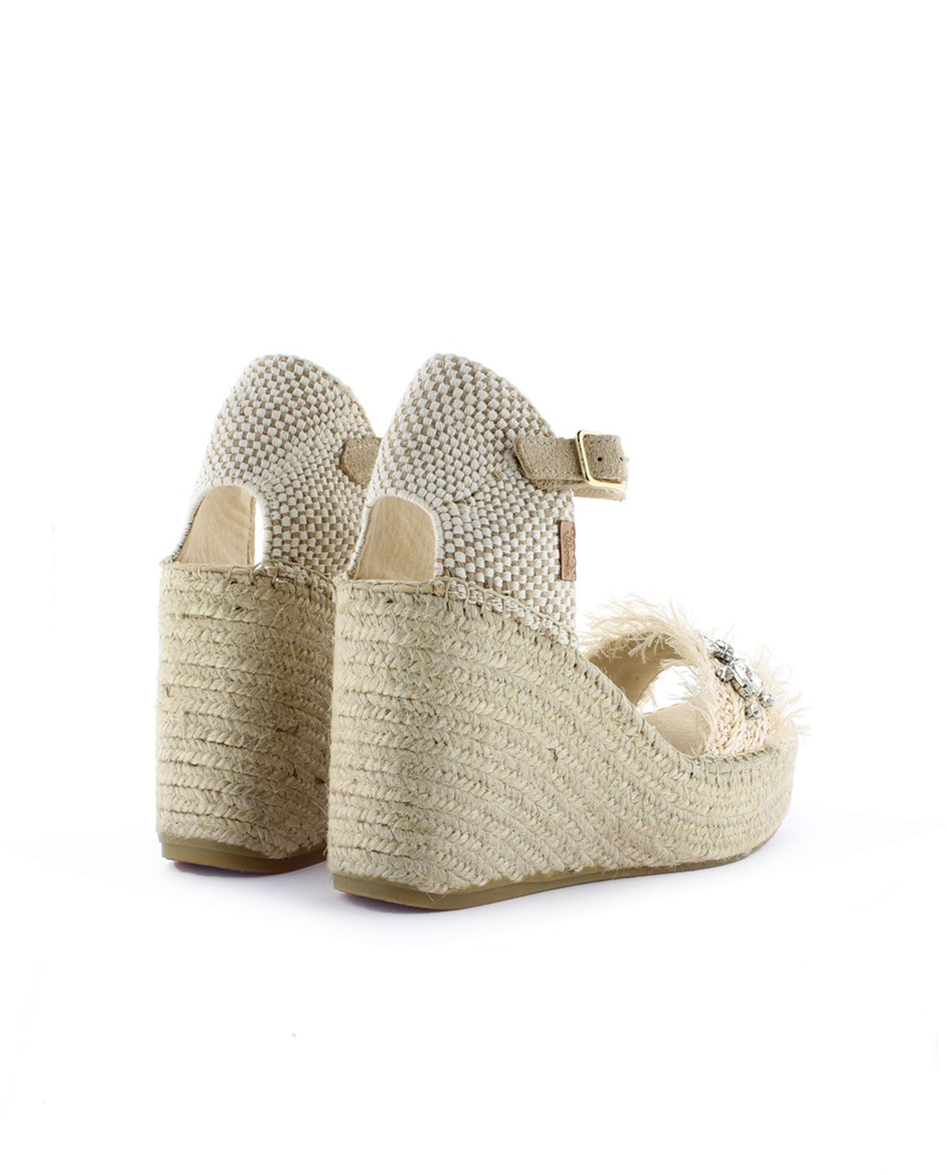 Sandalia en rafia cristal crudo Monet