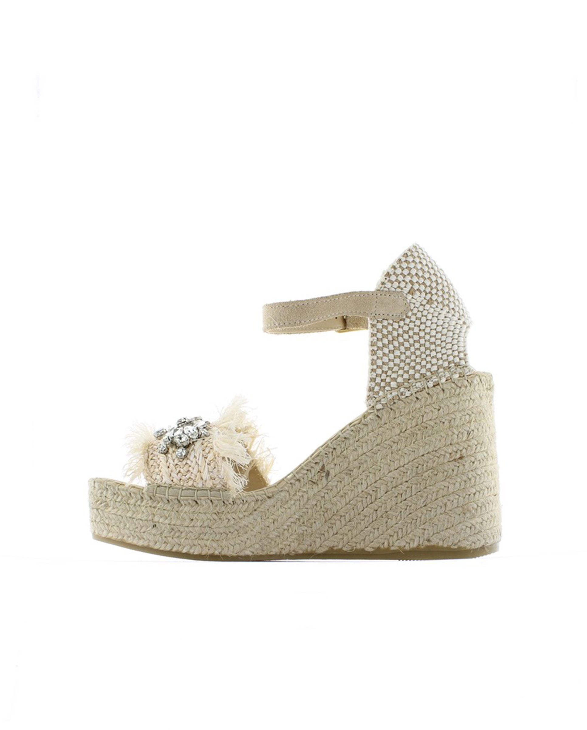 Sandalia en rafia cristal crudo Monet