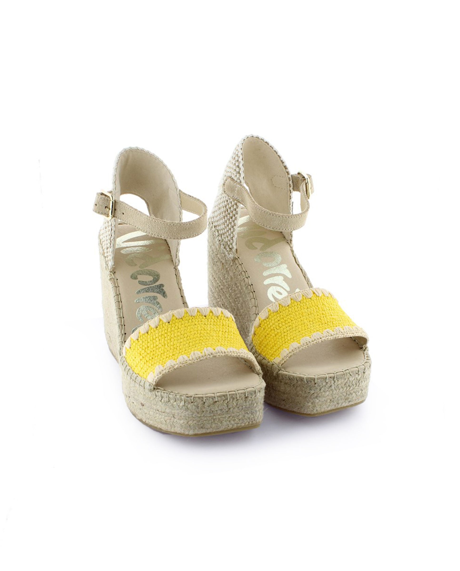 Sandalia en rafia elástica amarillo Monet