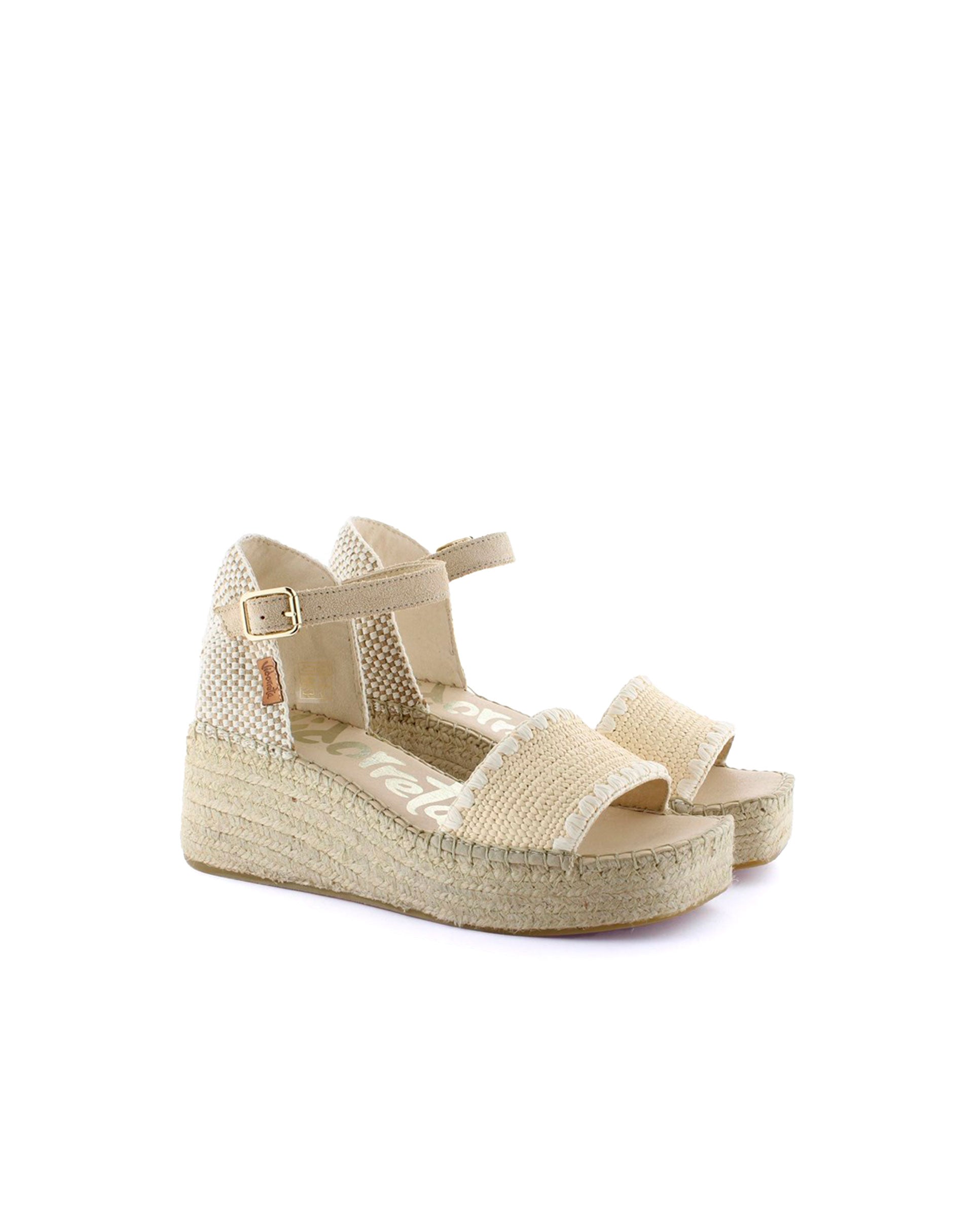 Sandalia en rafia elástica crudo Vinci