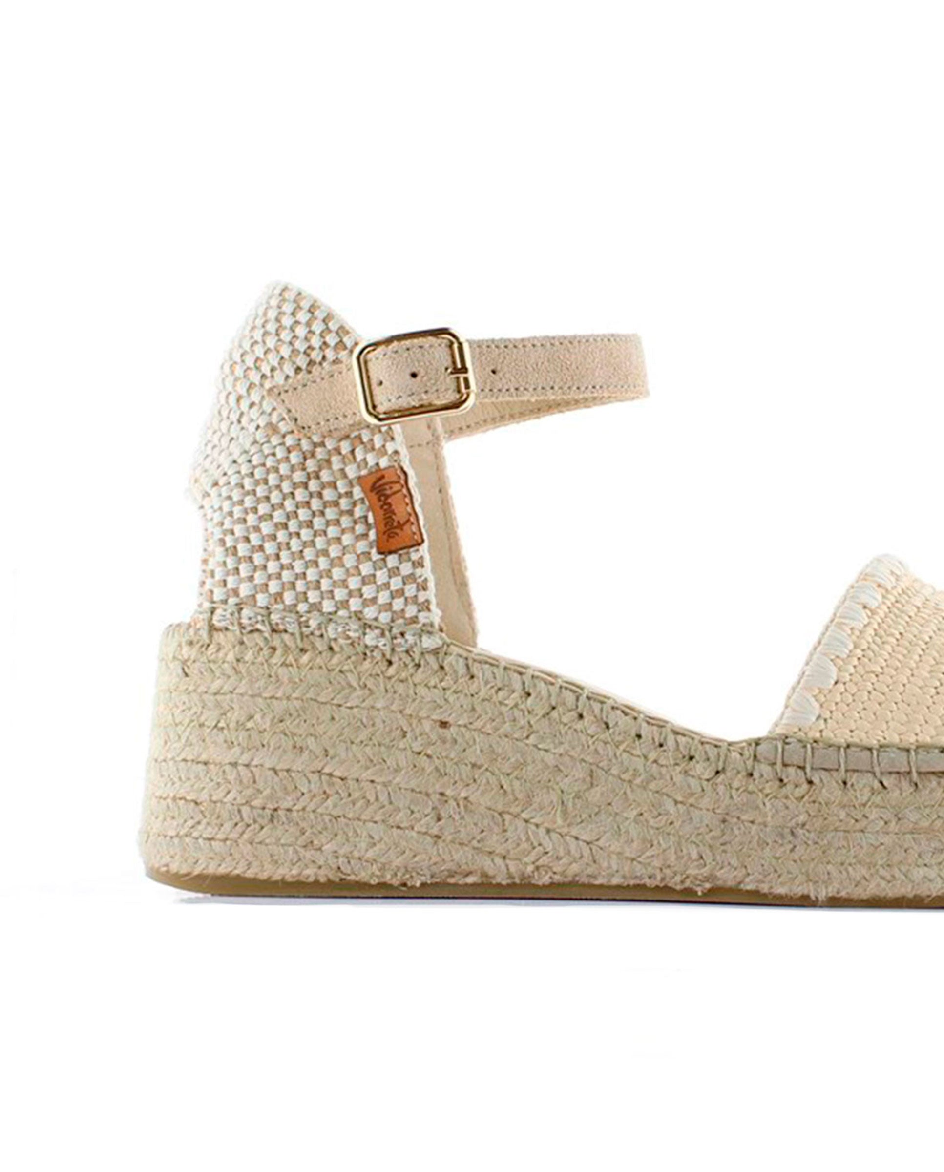 Sandalia en rafia elástica crudo Vinci