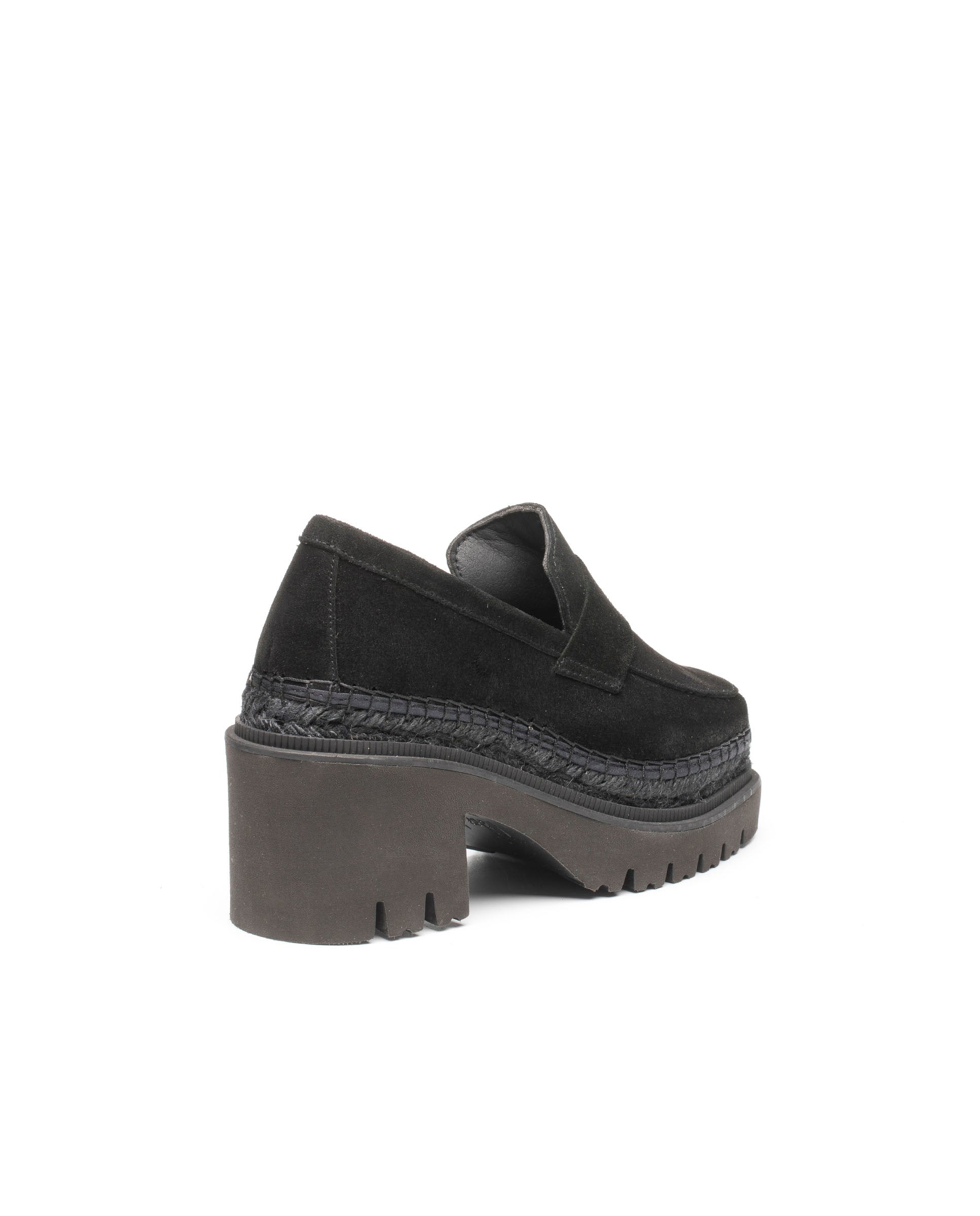 Panteta black suede heeled loafer
