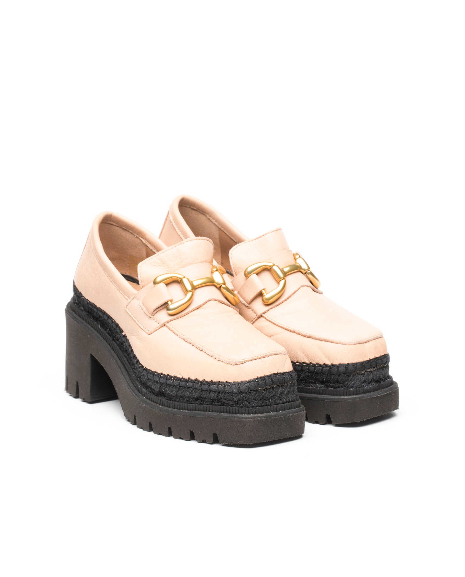 Panteta nude velvet heeled loafer