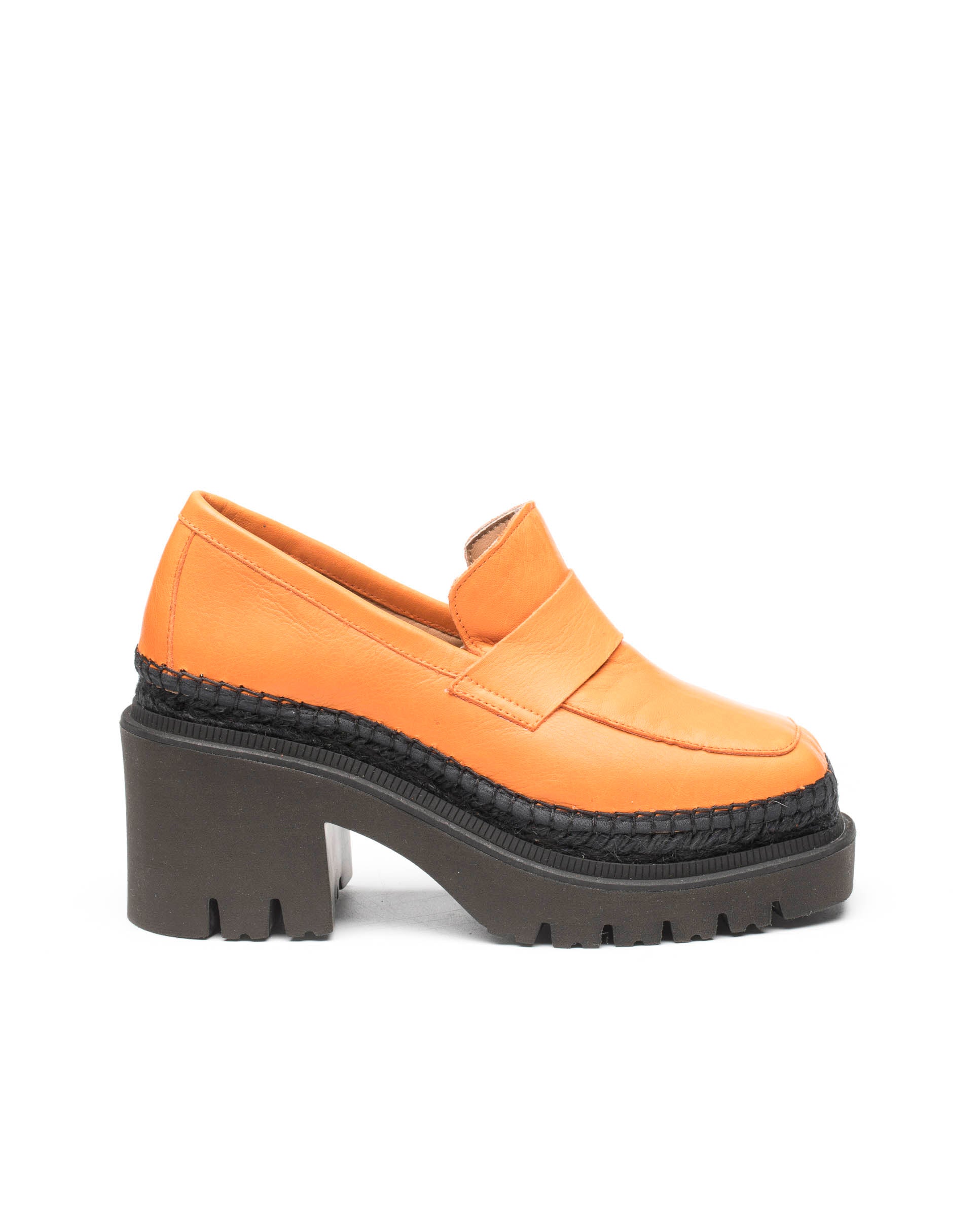 Panteta orange velvet heeled loafer
