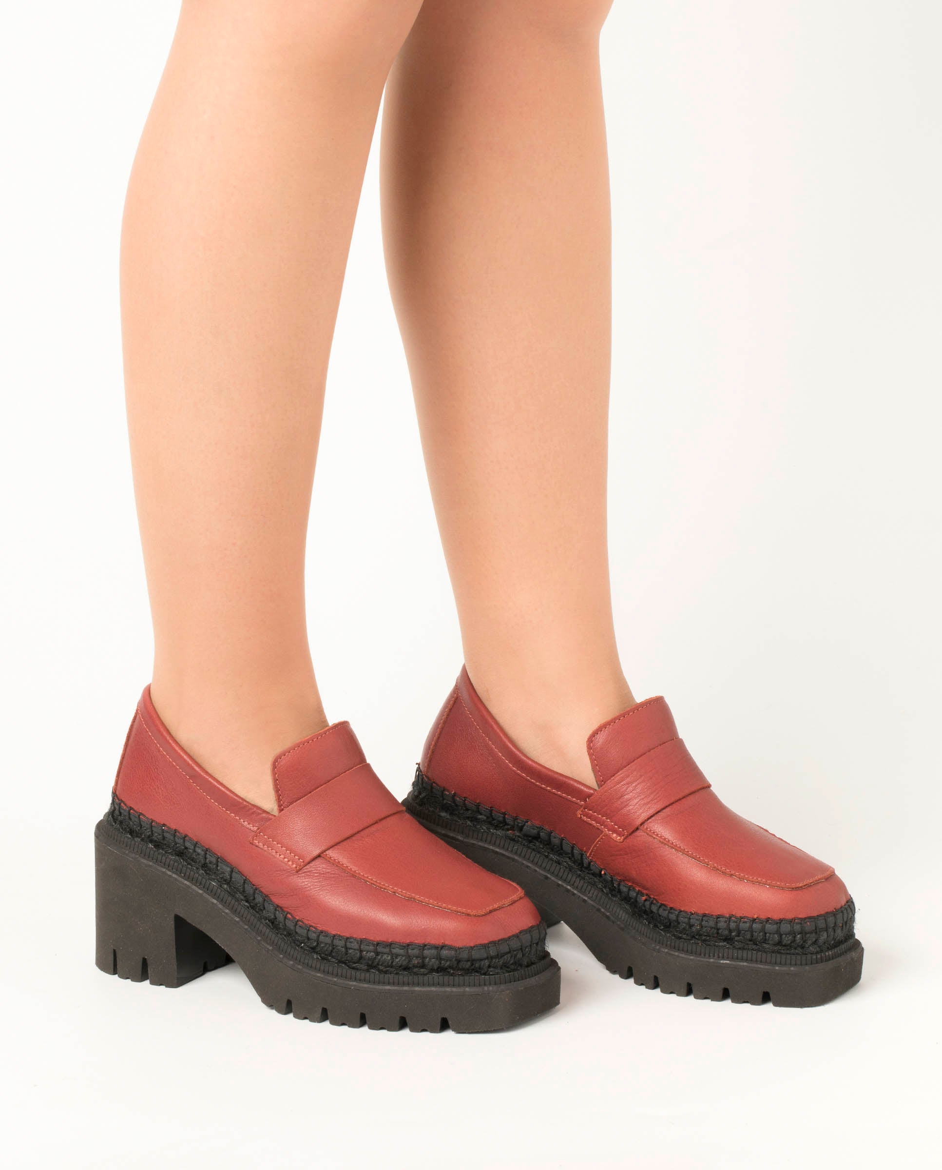 Panteta burgundy velvet heeled loafer
