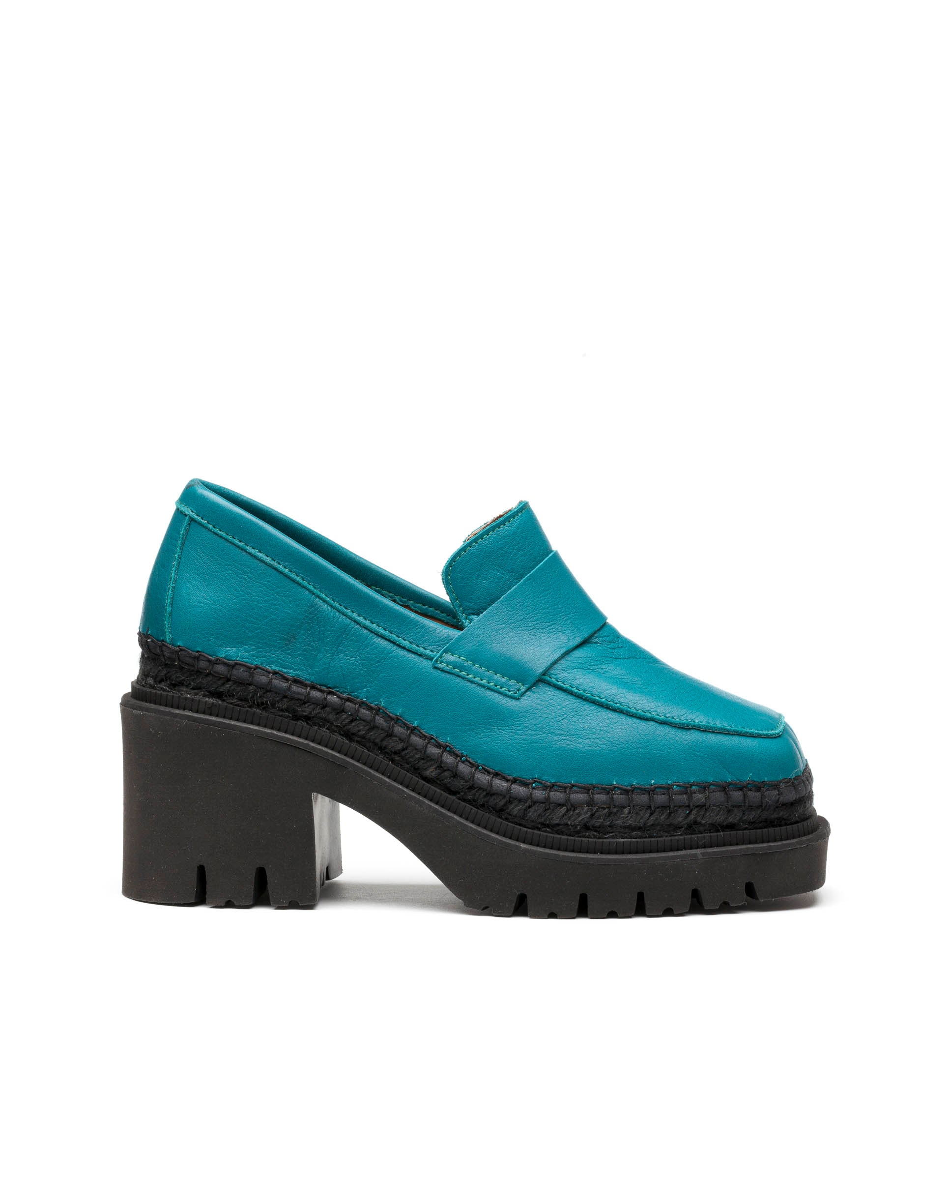 Panteta green velvet heeled loafer