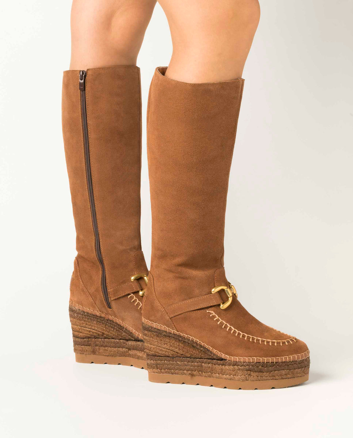 Bota alta en serraje cuero oscuro Tilo 5