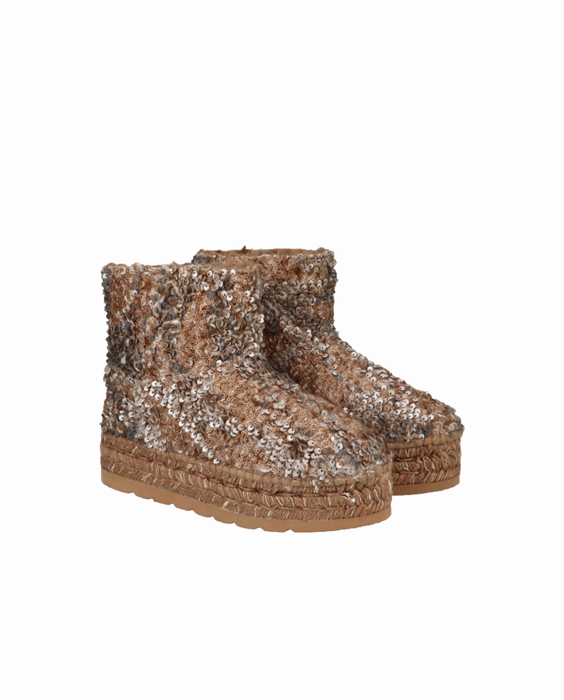 Bota baja en lentejuela camel Merce Doble