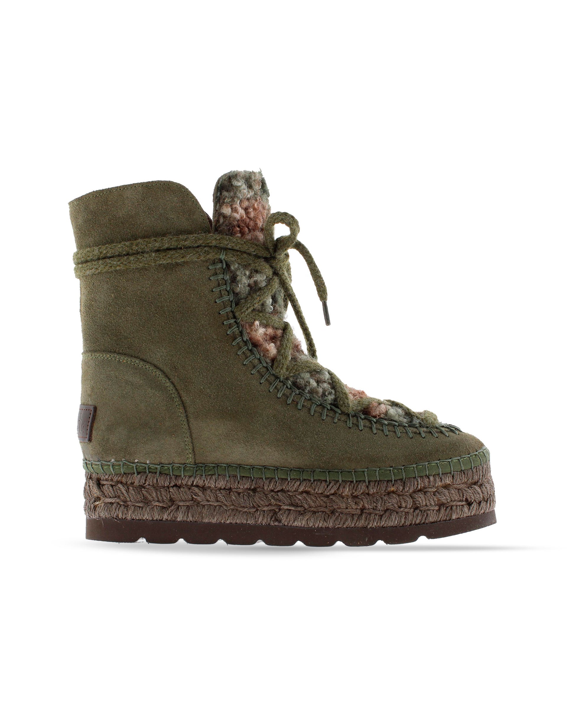 Khaki suede sheepskin boot Merce Doble