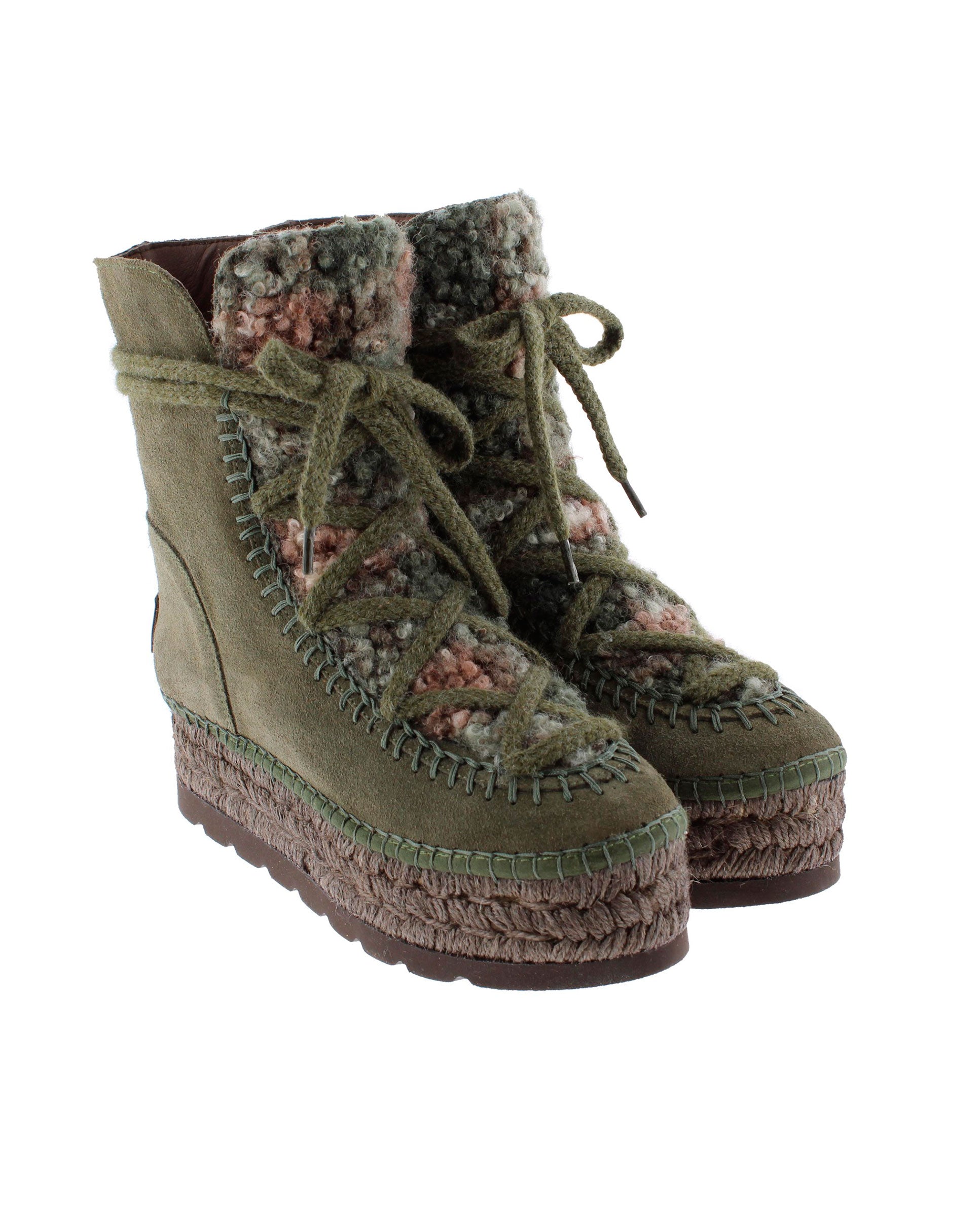 Khaki suede sheepskin boot Merce Doble