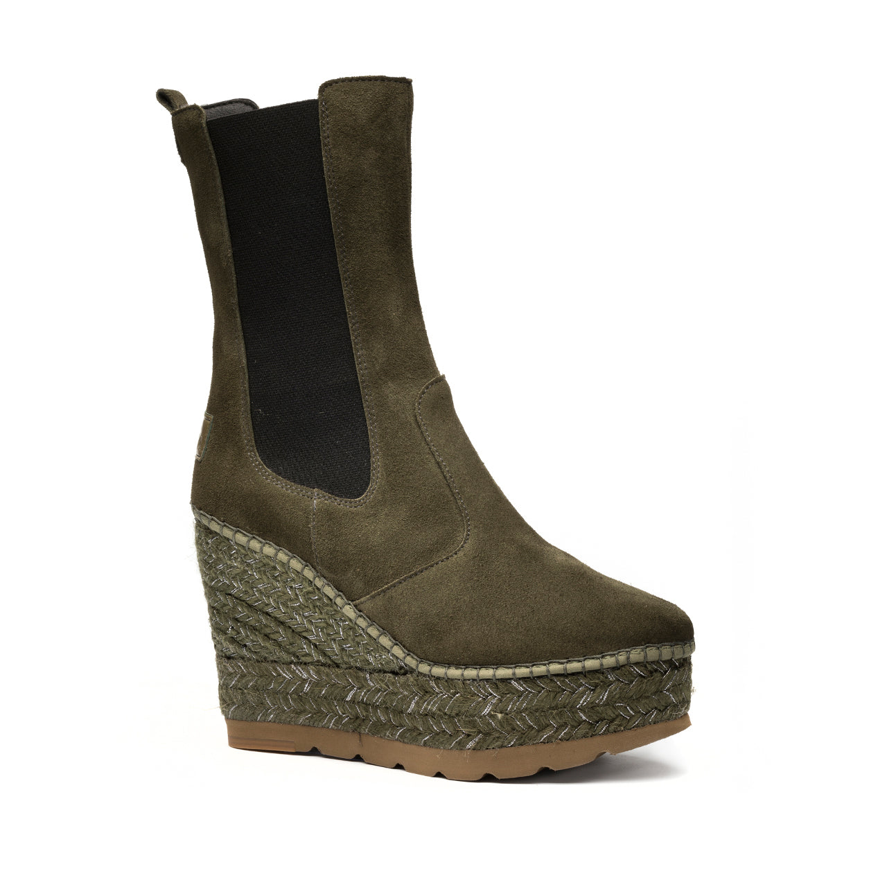 Bota alta Chelsea en serraje kaki Tilo 7