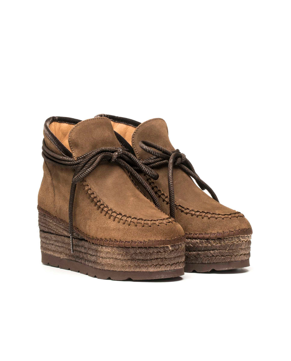 Bota baja en serraje taupe Creta