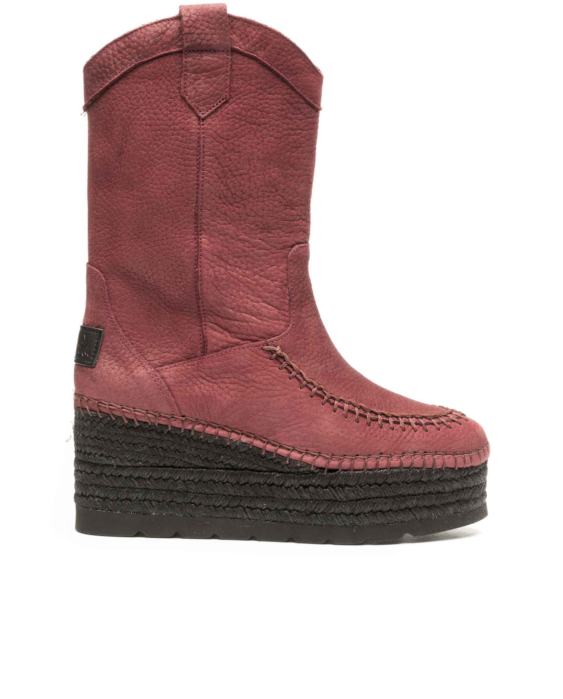 Bota Cowboy en nobuk burdeos Creta