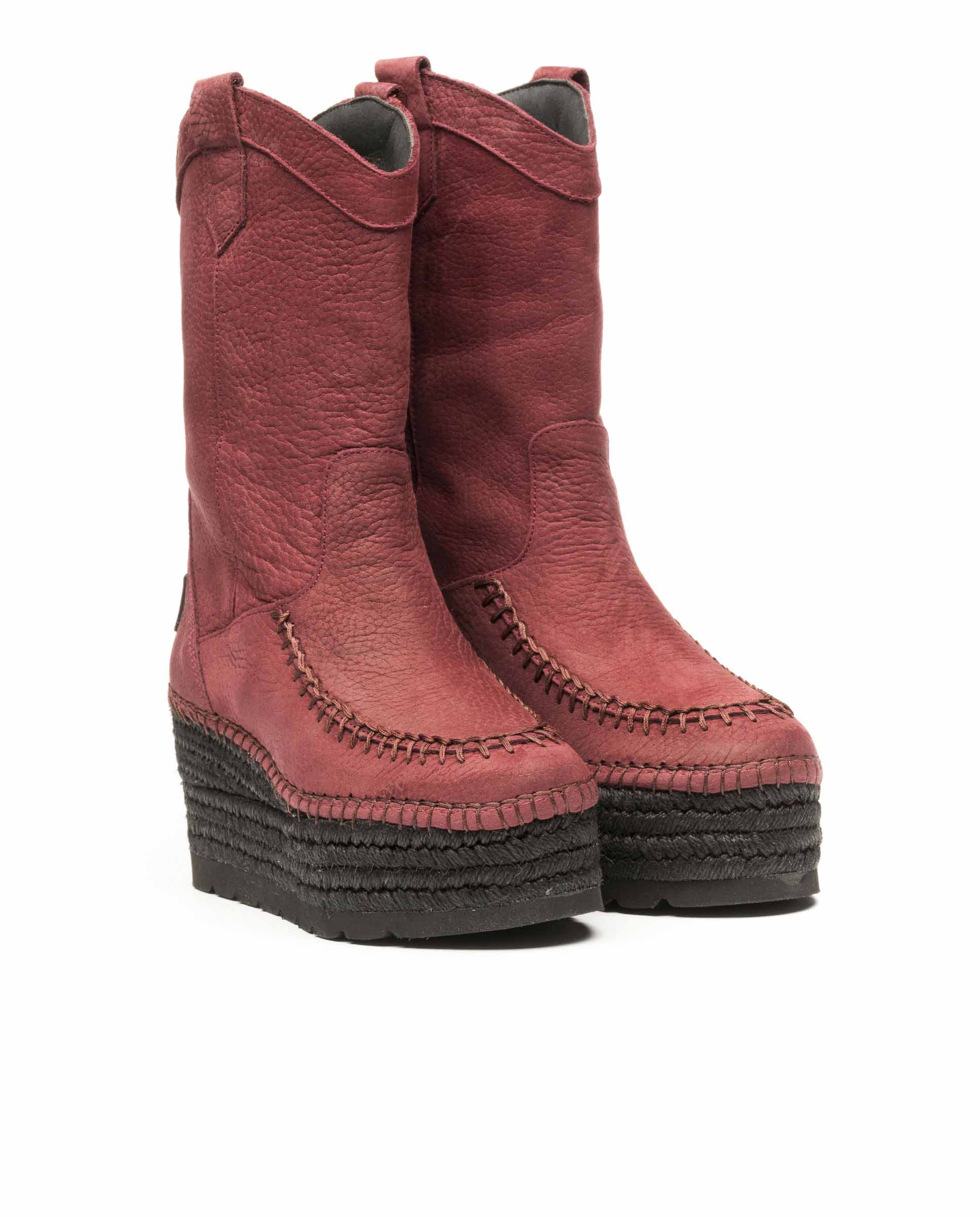 Bota Cowboy en nobuk burdeos Creta