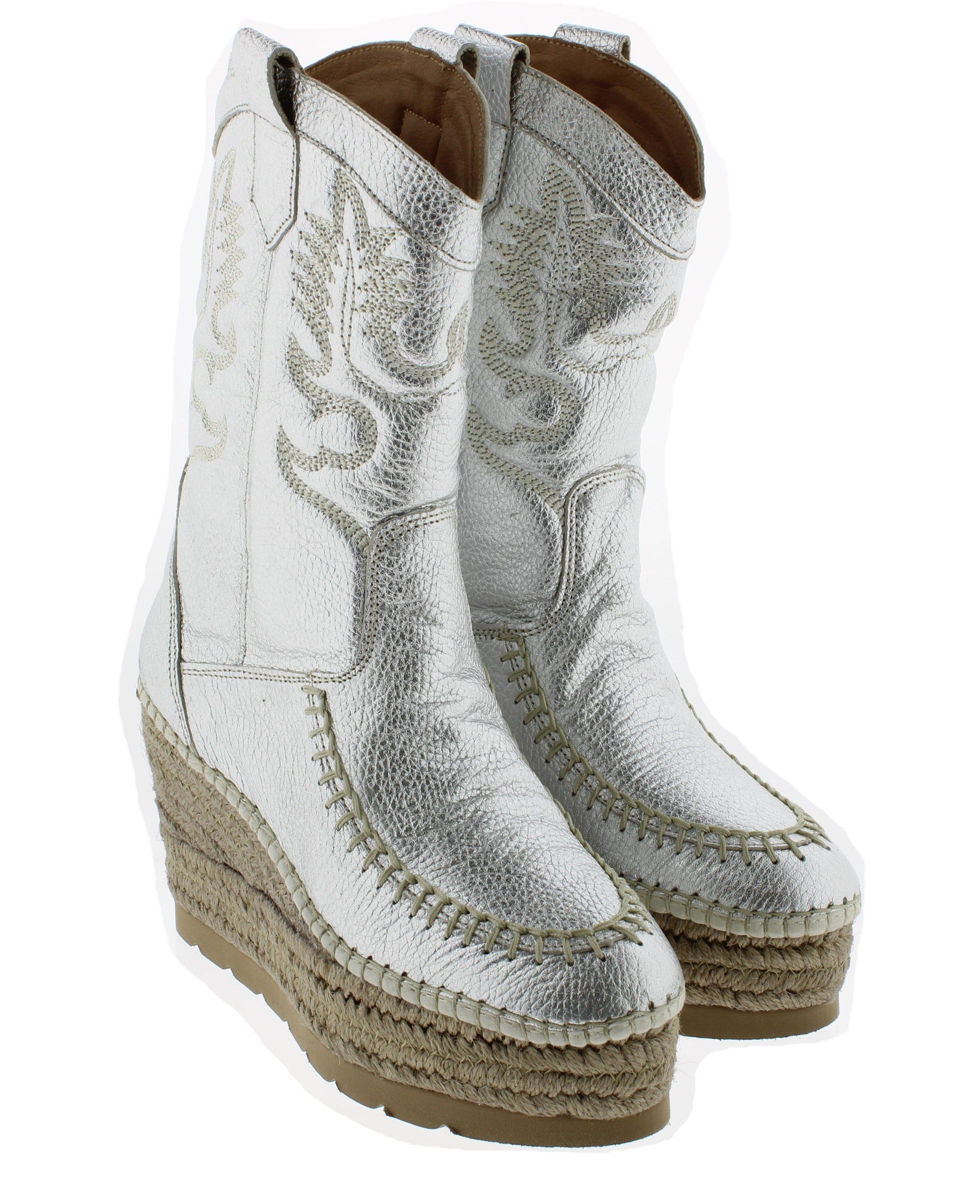 Cowboy boot nappa metal silver Tilo 5